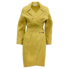 Thierry Mugler C. 1980's - 90's Green Wrap Trench Dress FR 38