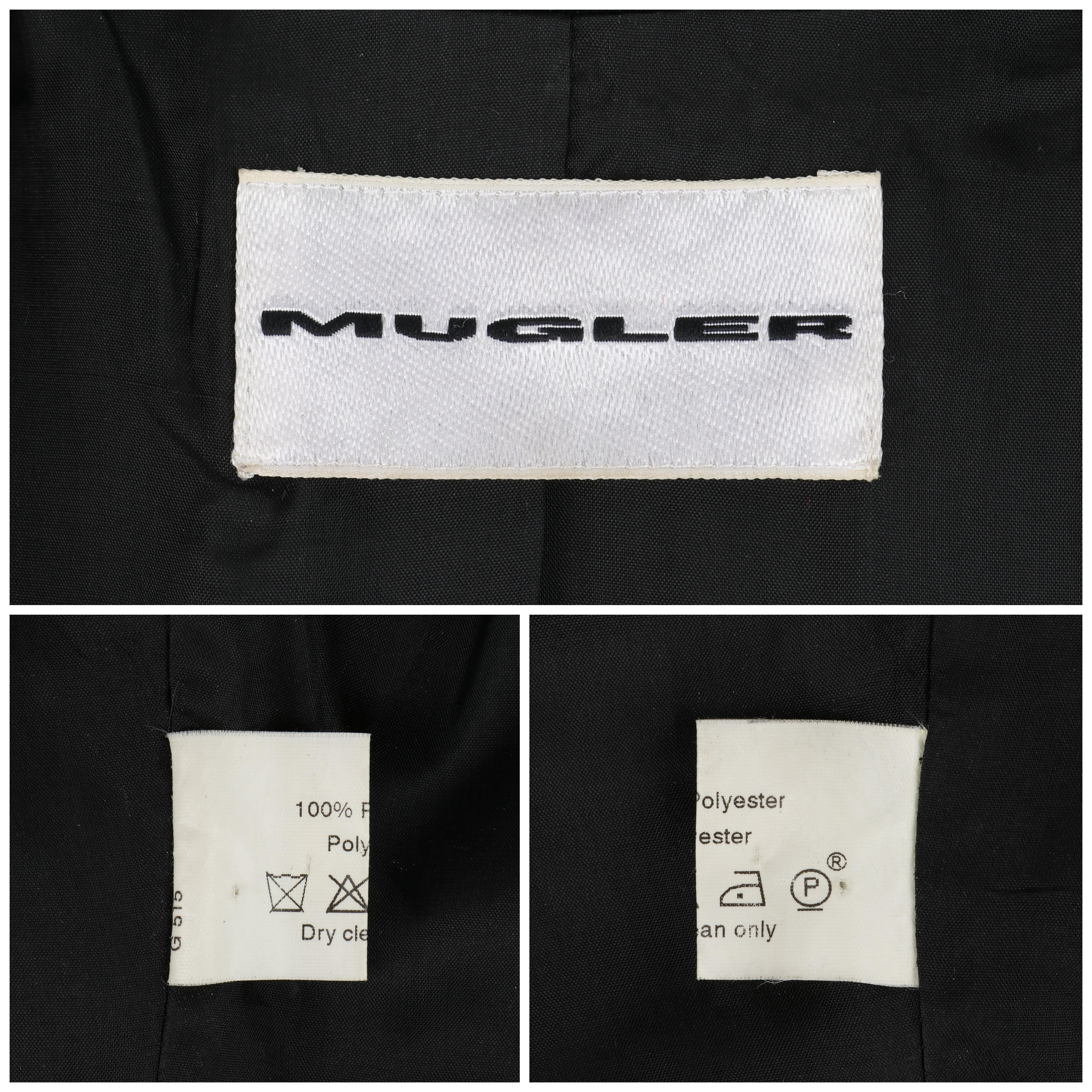 THIERRY MUGLER c.1990's Vtg Black Fringe High Collar Structured Zip Up Jacket  For Sale 7