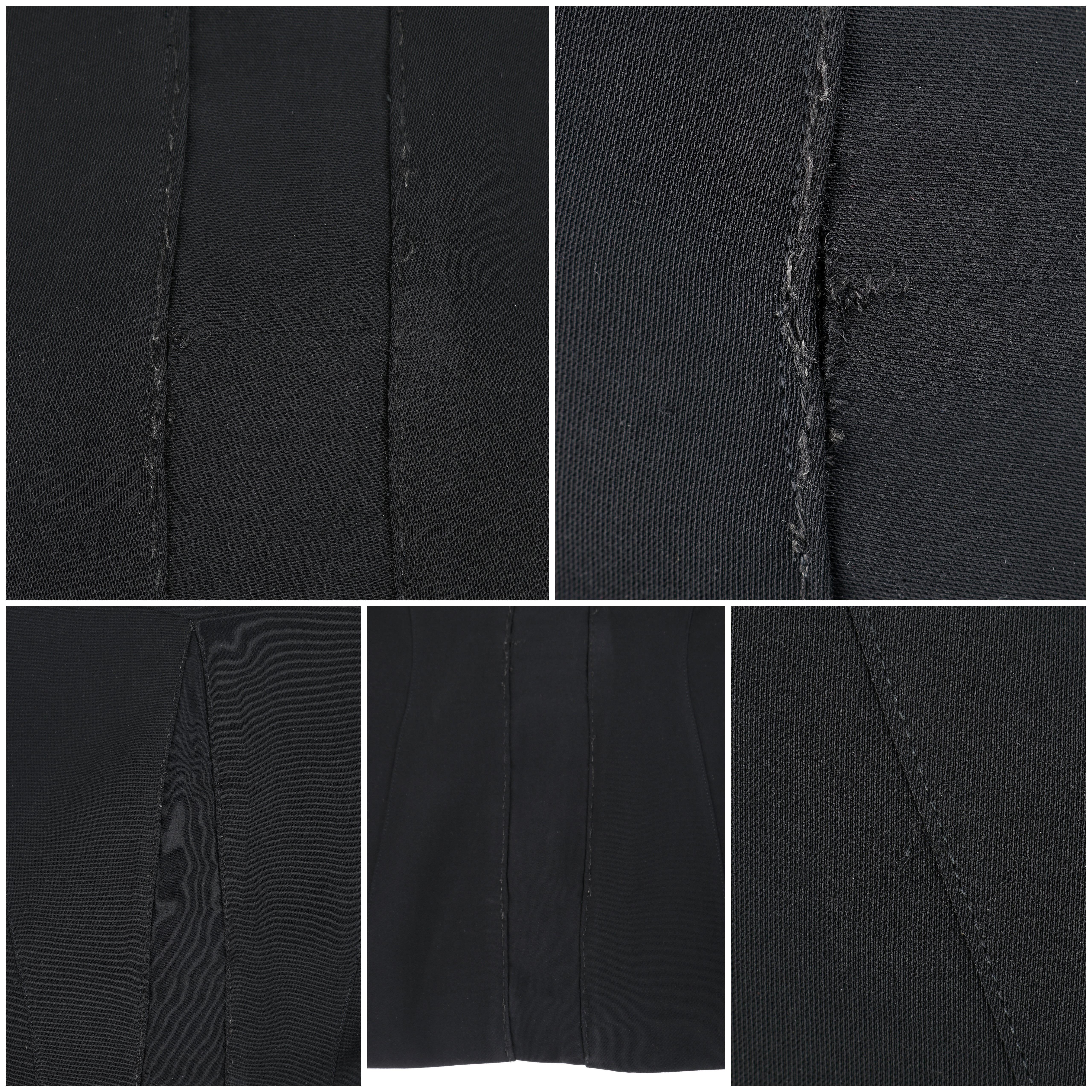 THIERRY MUGLER c.1990's Vtg Black Fringe High Collar Structured Zip Up Jacket  For Sale 9