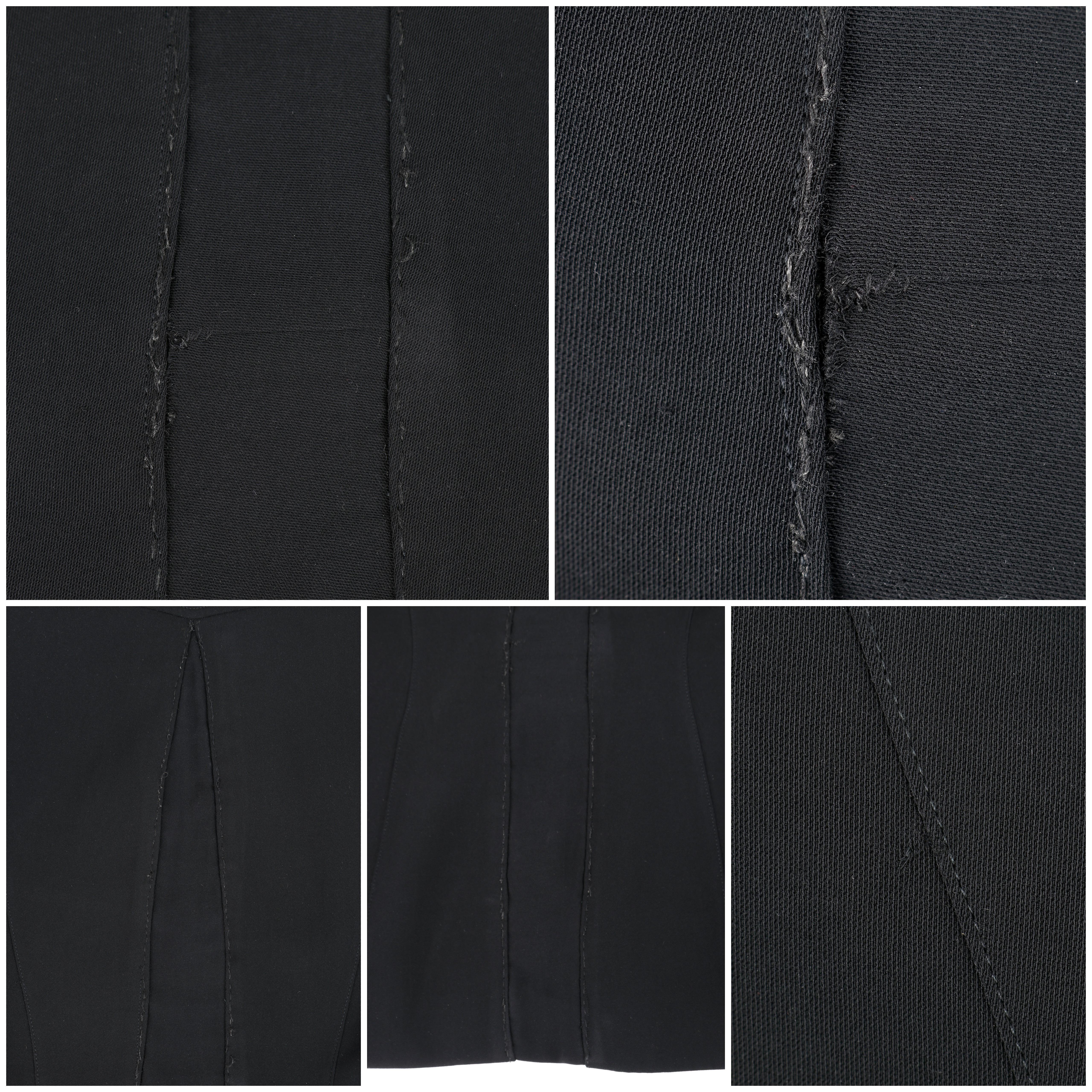 THIERRY MUGLER c.1990's Vtg Black Fringe High Collar Structured Zip Up Jacket For Sale 9
