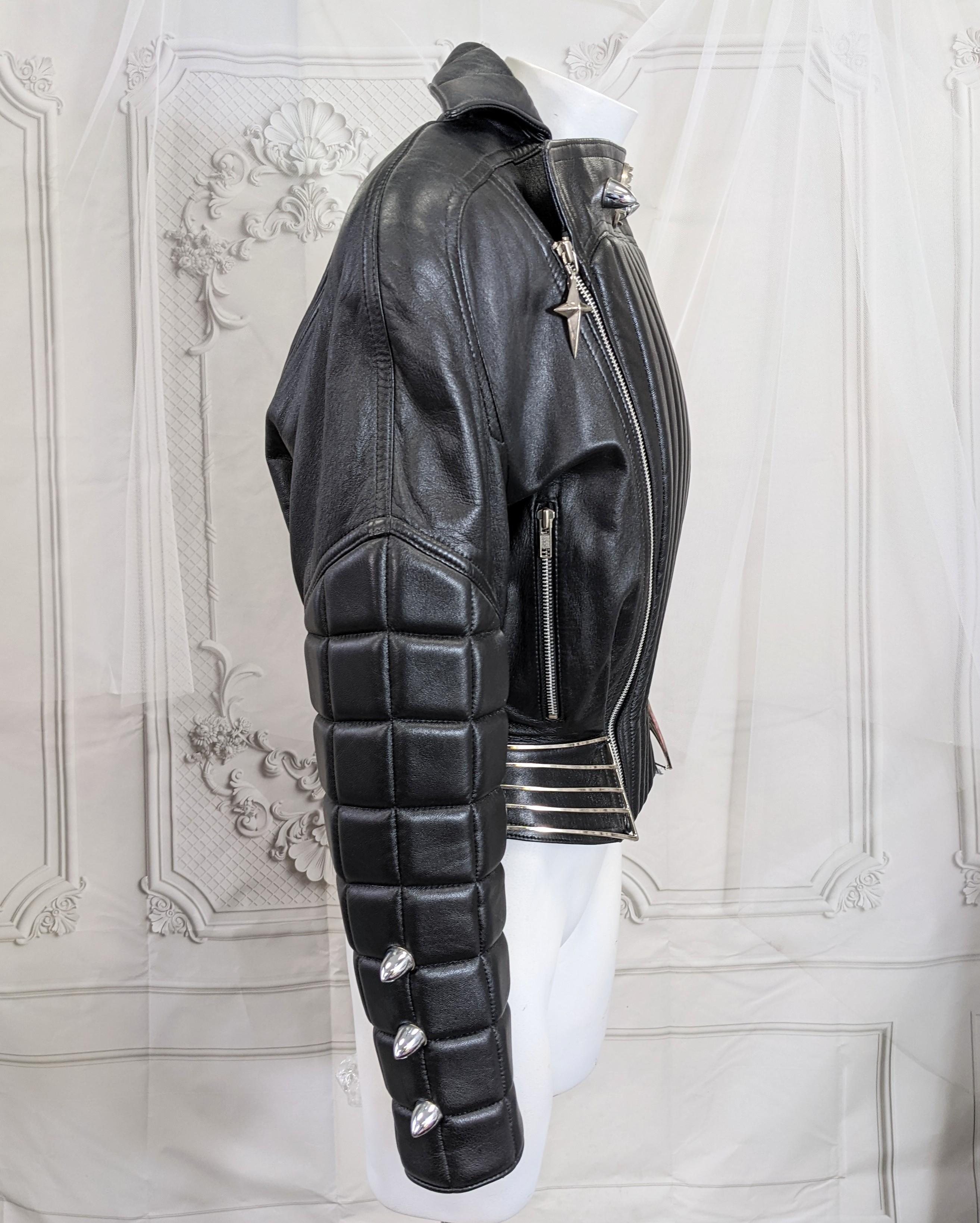 Black  Thierry Mugler Cadillac Grill Padded Motorcycle Jacket, 1989 F/W