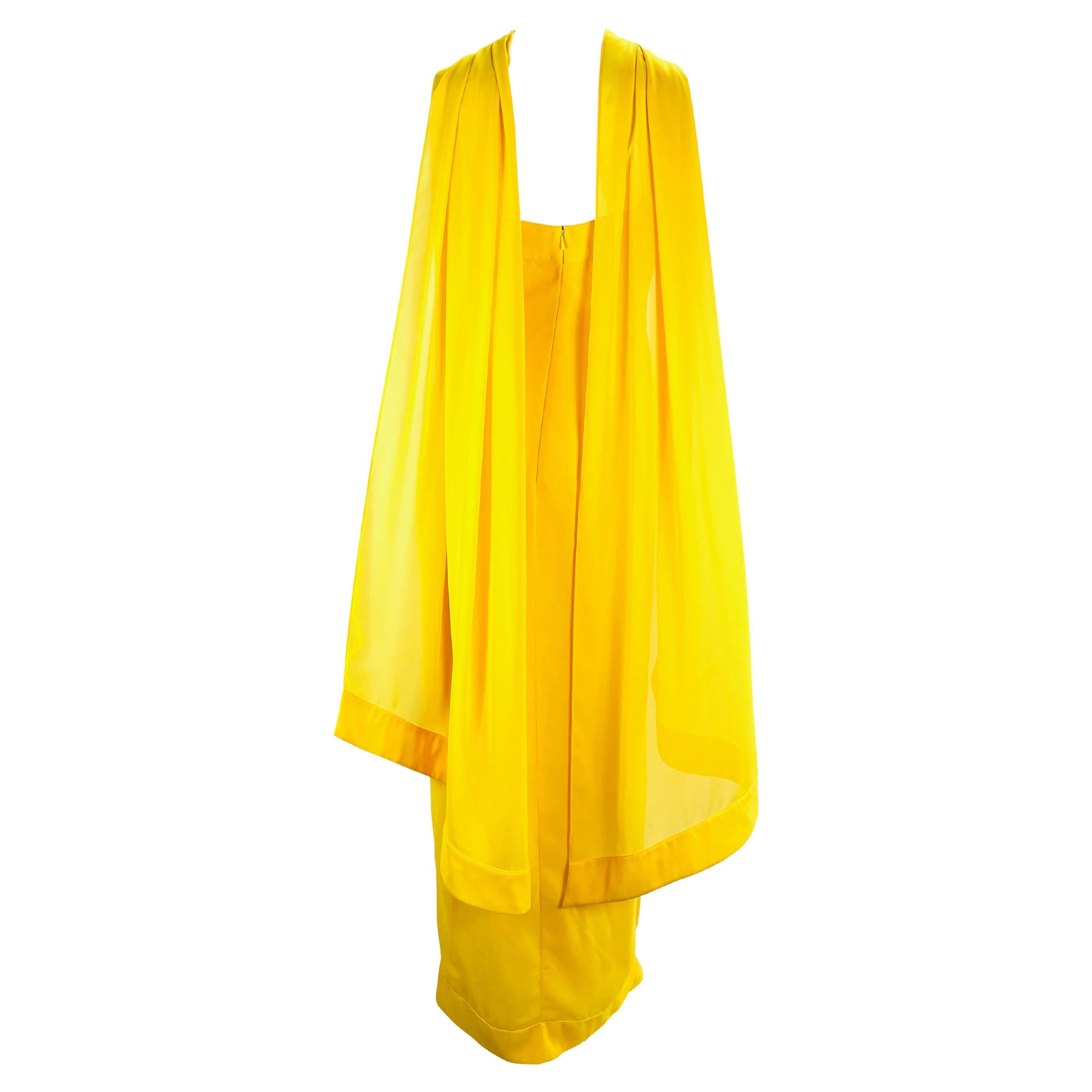 yellow chiffon gown