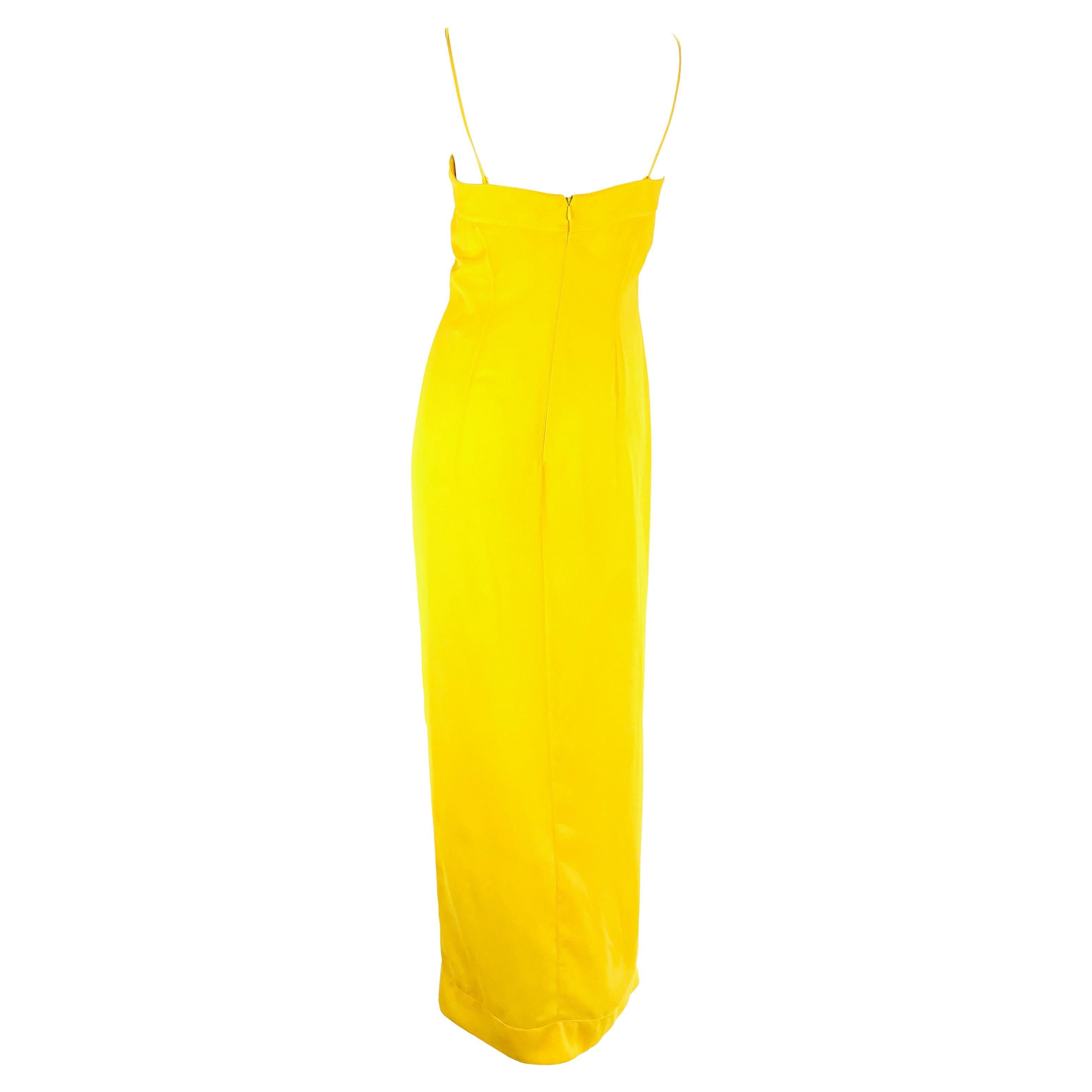 Women's S/S 2000 Thierry Mugler Canary Yellow Chiffon Dress with Matching Shawl For Sale