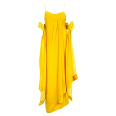 S/S 2000 Thierry Mugler Canary Yellow Chiffon Dress with Matching Shawl