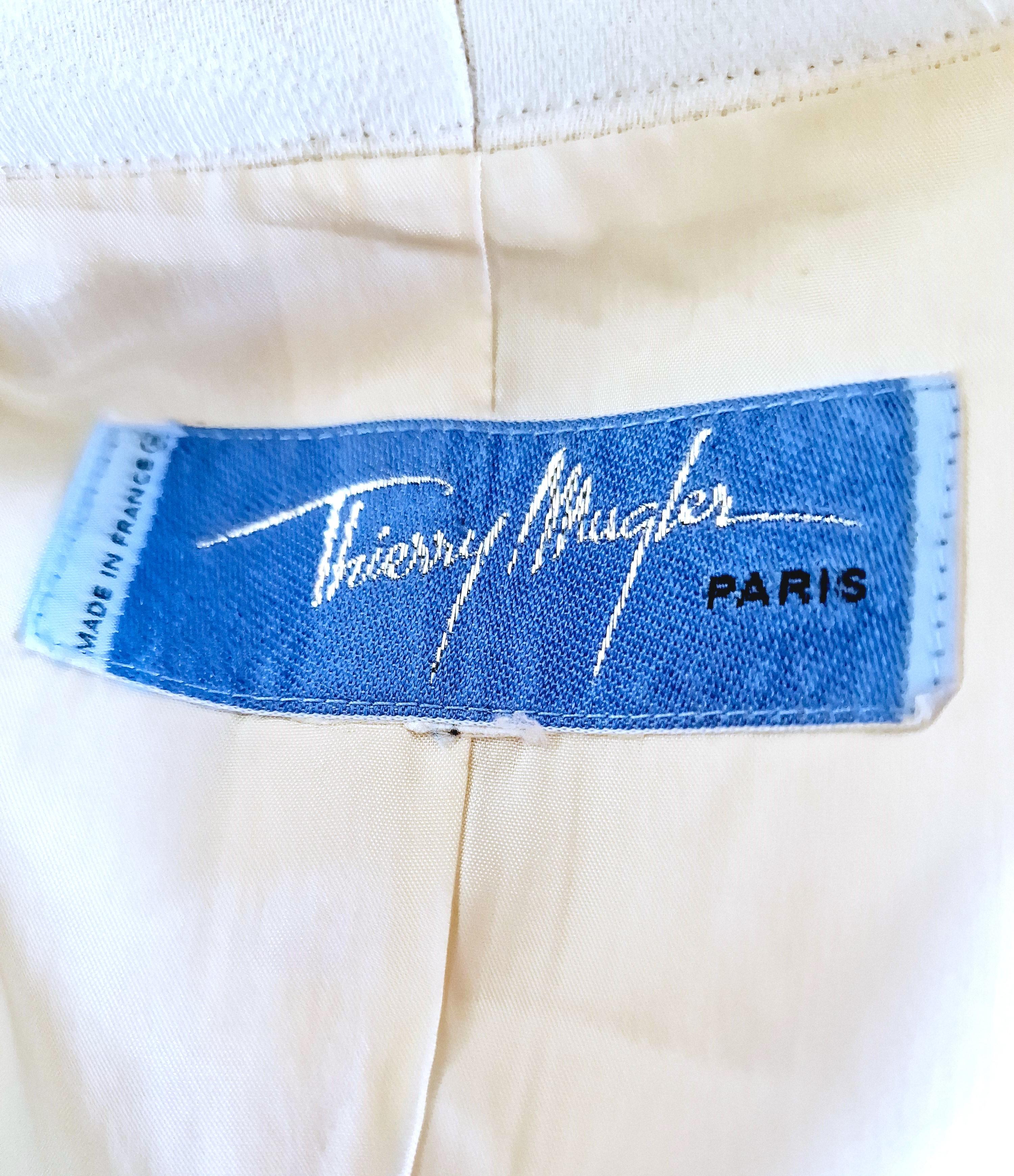 Thierry Mugler Kette Laufsteg Abend Couture Weiß Wasp Taille Große Blazer Jacke im Angebot 10