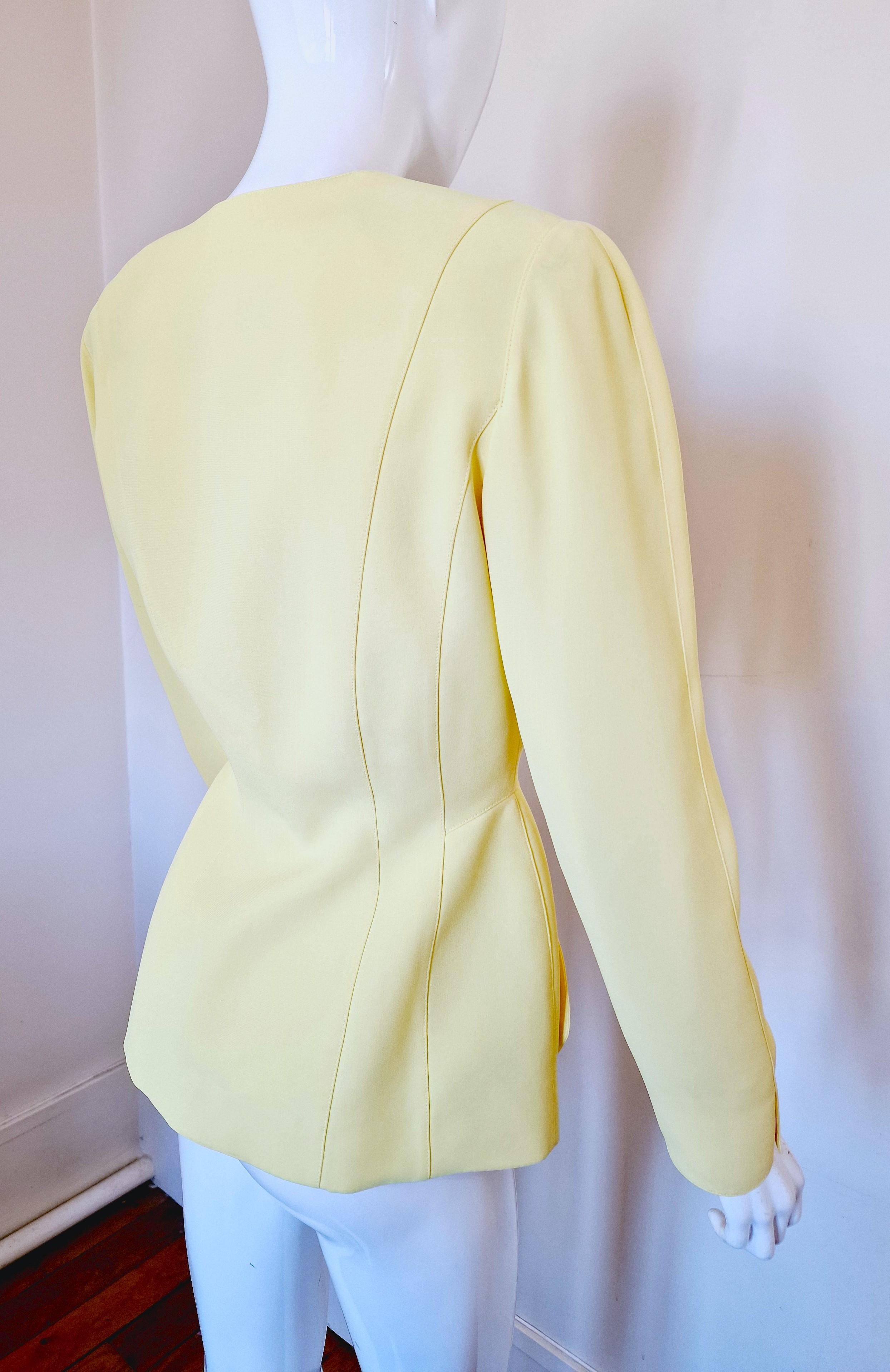 Thierry Mugler Chain Runway Evening Couture Yellow X-small XS Blazer Jacket For Sale 6