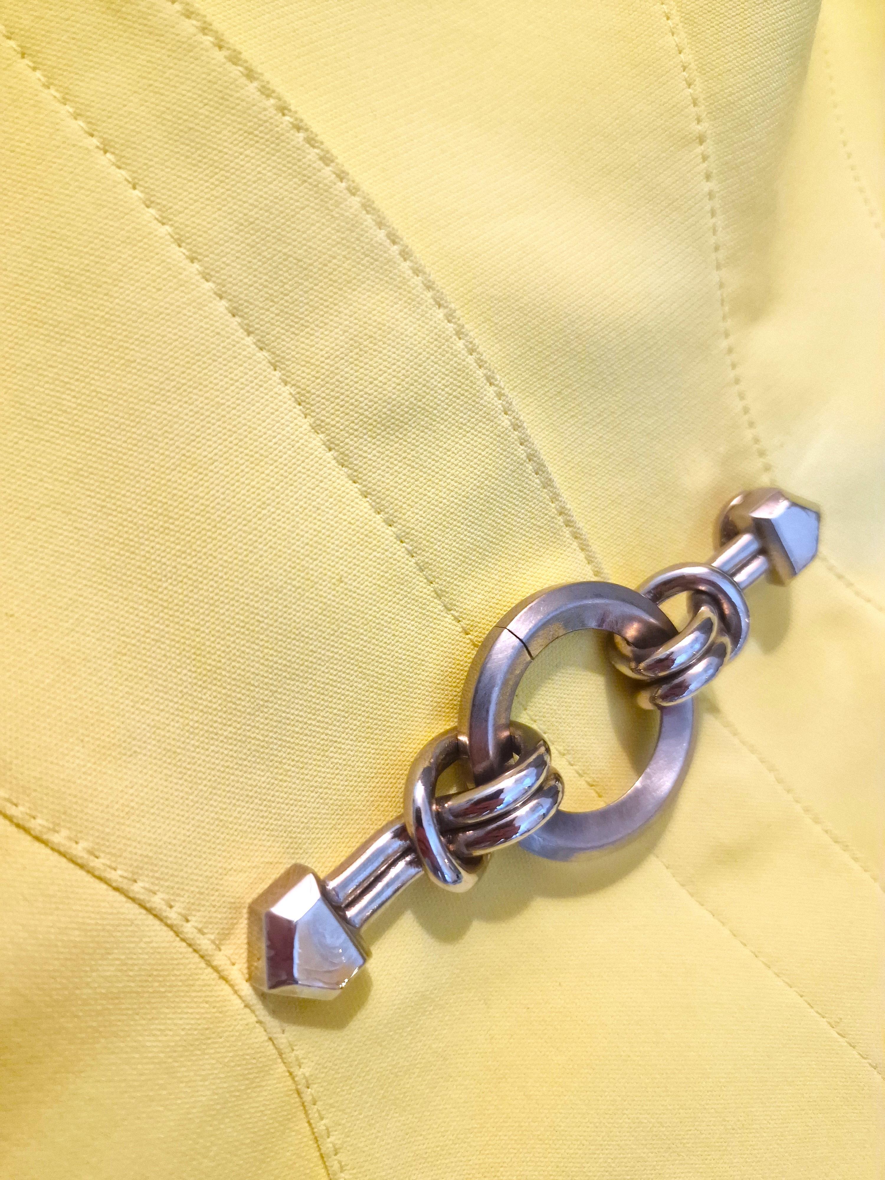 Thierry Mugler Chain Runway Evening Couture Yellow X-small XS Blazer Jacket For Sale 12