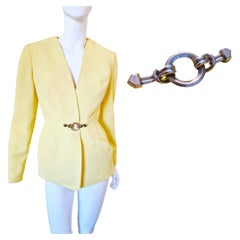 Vintage Thierry Mugler Chain Runway Evening Couture Yellow X-small XS Blazer Jacket