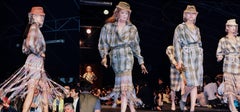 Thierry Mugler checked purple linen fringed skirt suit, ss 1985