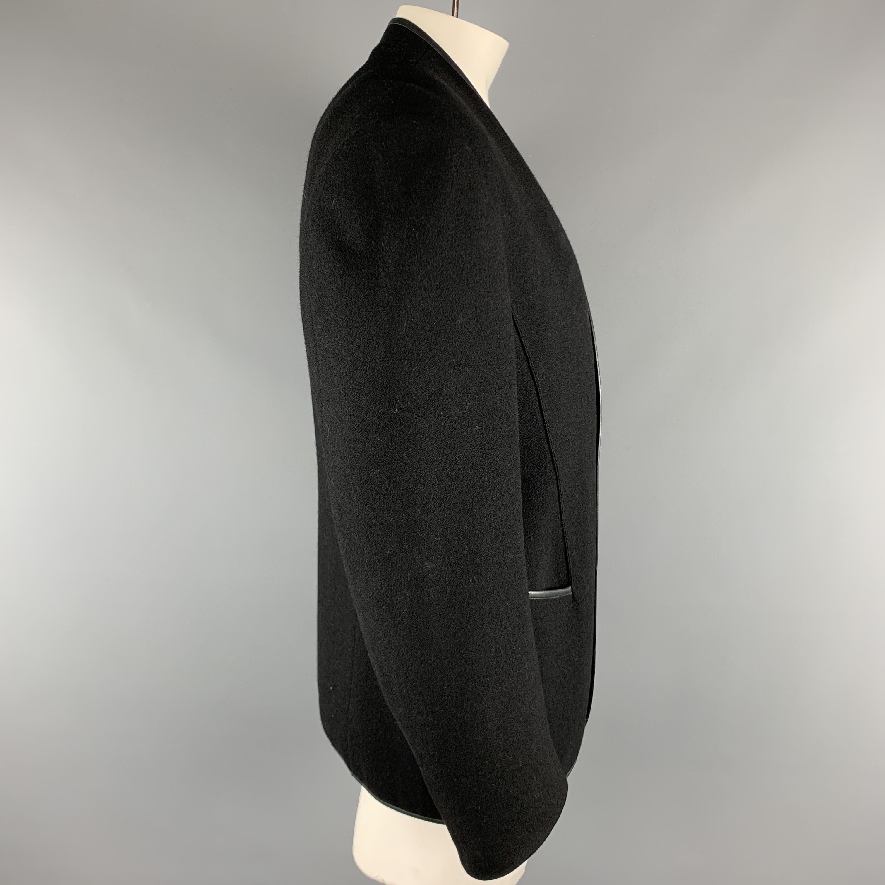 THIERRY MUGLER Chest Size 42 Black Solid Wool Blend Snaps Jacket In Excellent Condition In San Francisco, CA