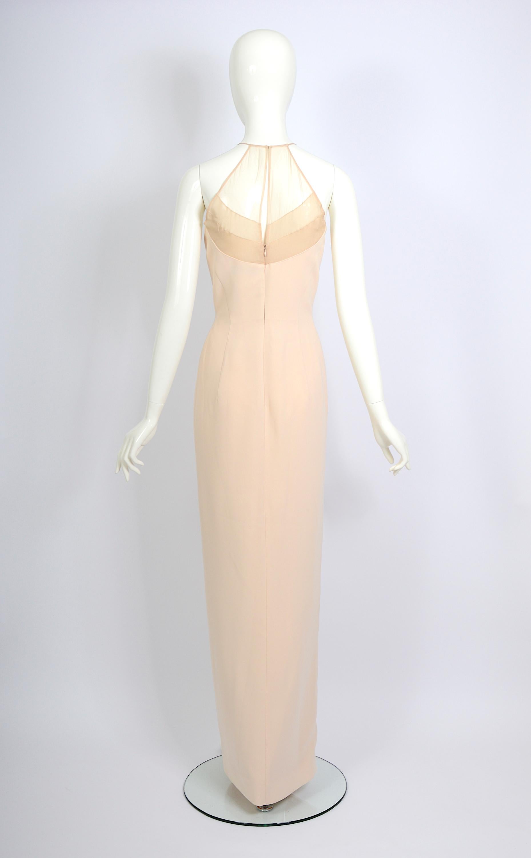 Thierry Mugler circa 1999 vintage powder pink or nude long evening dress 2