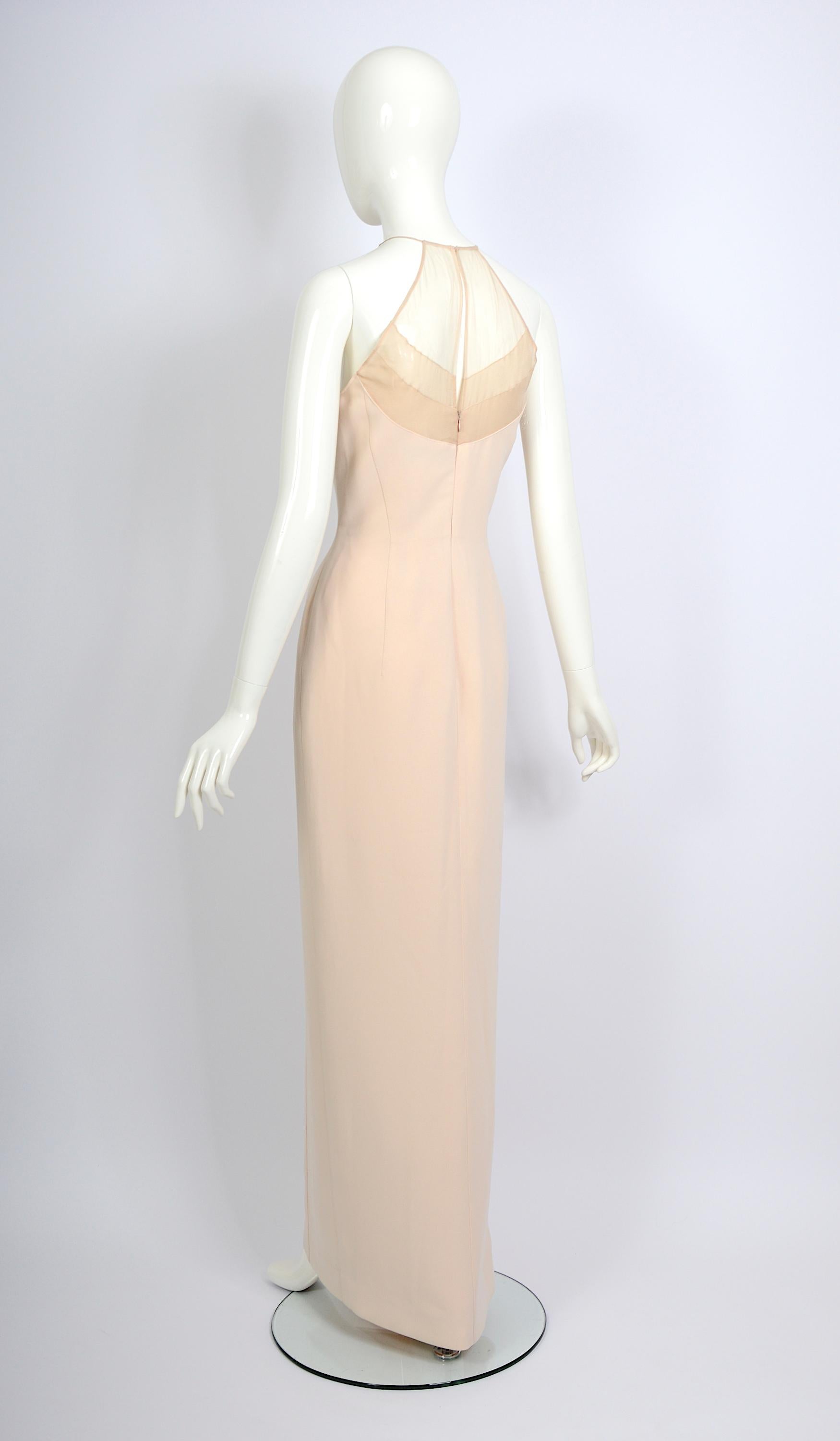 Thierry Mugler circa 1999 vintage powder pink or nude long evening dress 3