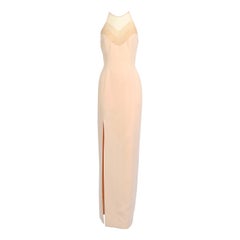 Thierry Mugler circa 1999 vintage powder pink or nude long evening dress
