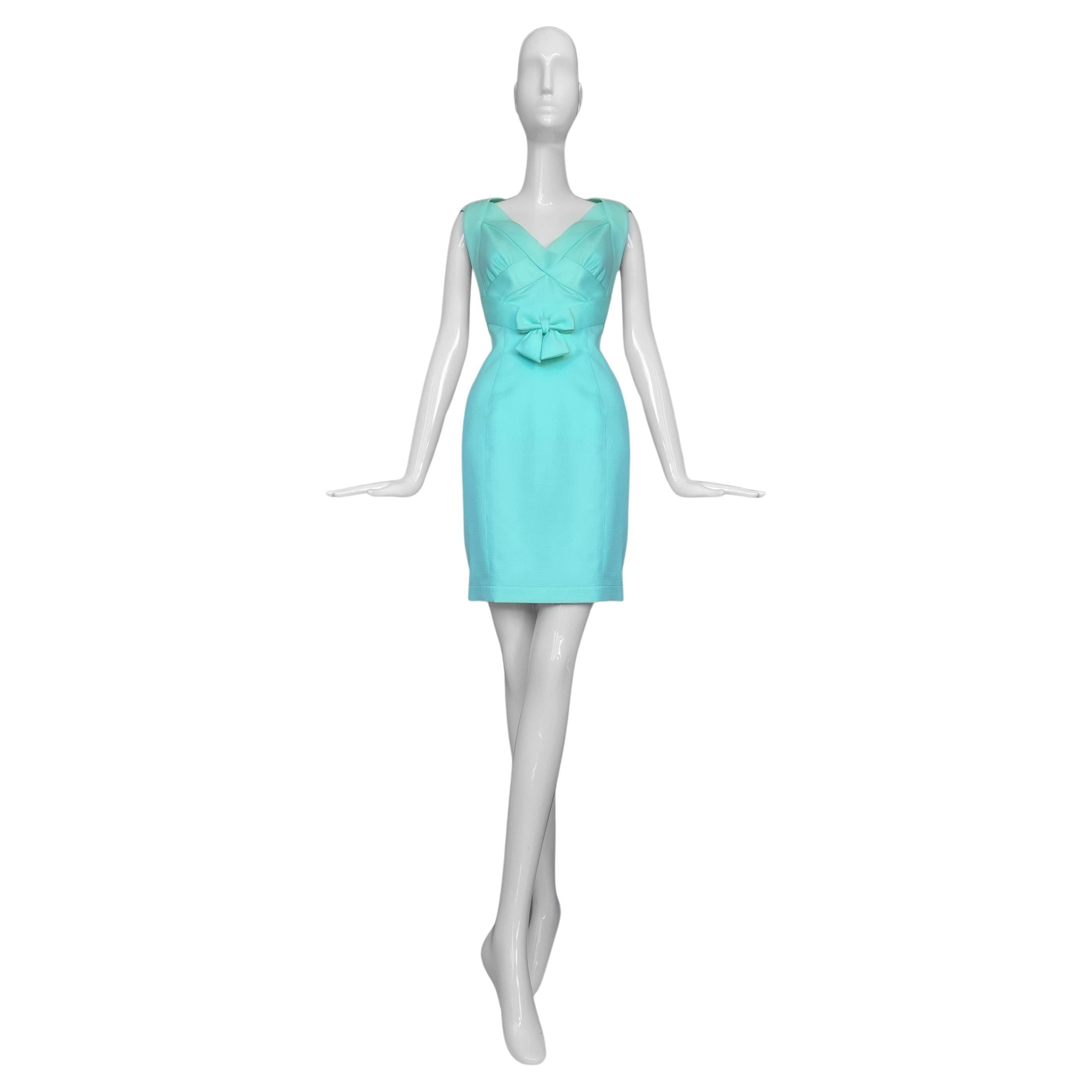 Thierry Mugler Cocktail Dress Sculptural Bow Bodice & Crissc For Sale