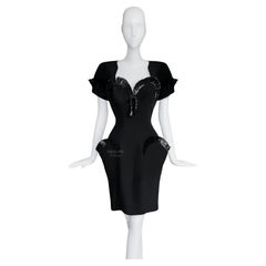 Thierry Mugler Cocktail Dress SS 1995 Black Dramatic Scultural
