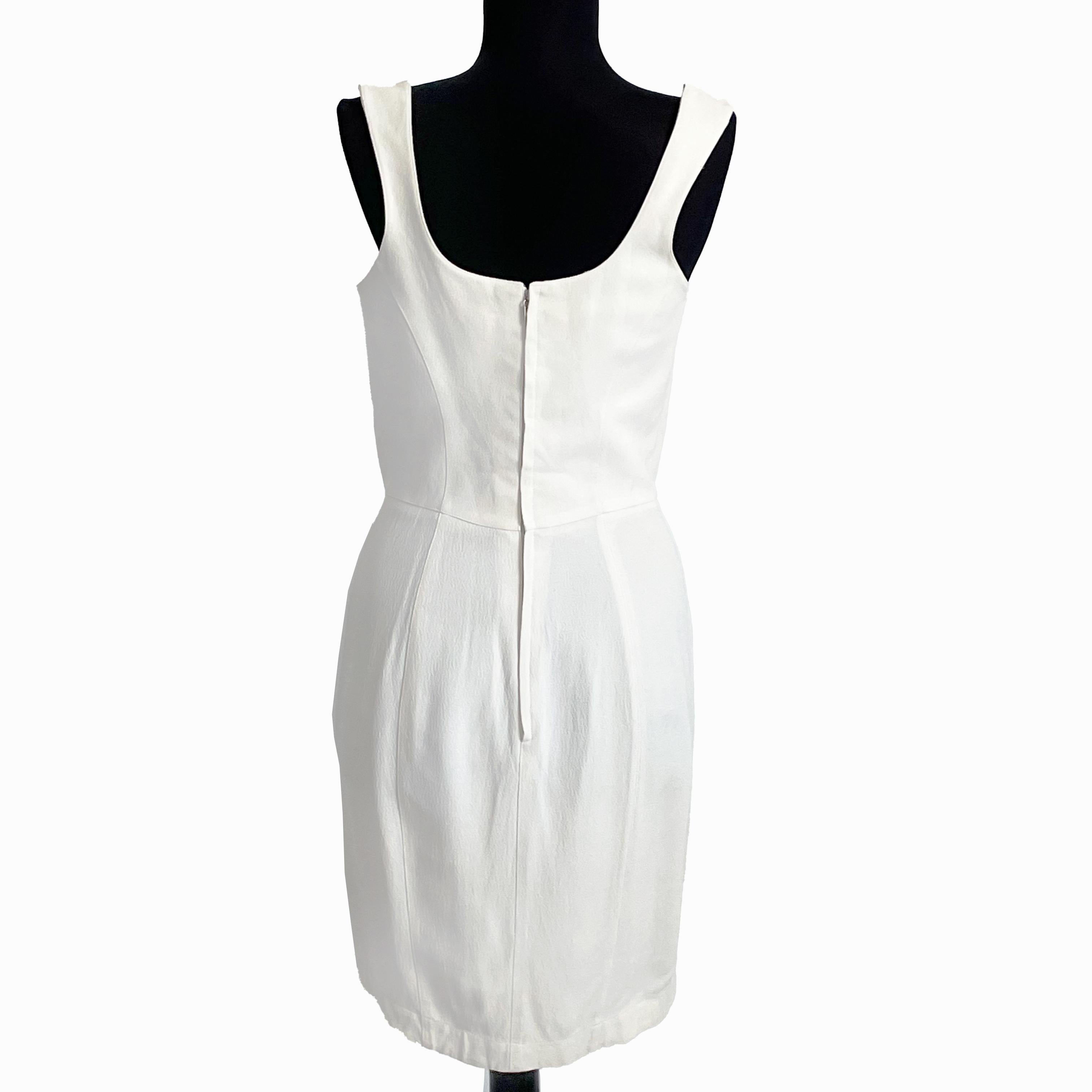 Thierry Mugler Cocktail Dress White Crepe Sculptural Chic Vintage 90s Sz 40 HTF For Sale 12