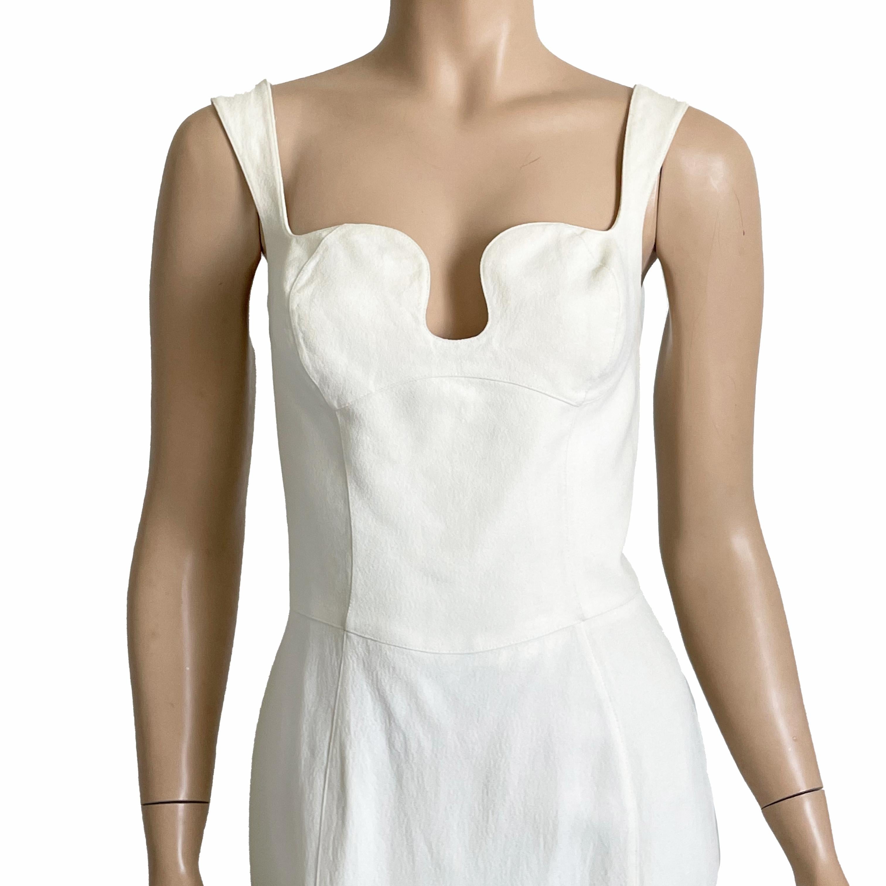 Thierry Mugler Cocktail Dress White Crepe Sculptural Chic Vintage 90s Sz 40 HTF In Good Condition For Sale In Port Saint Lucie, FL