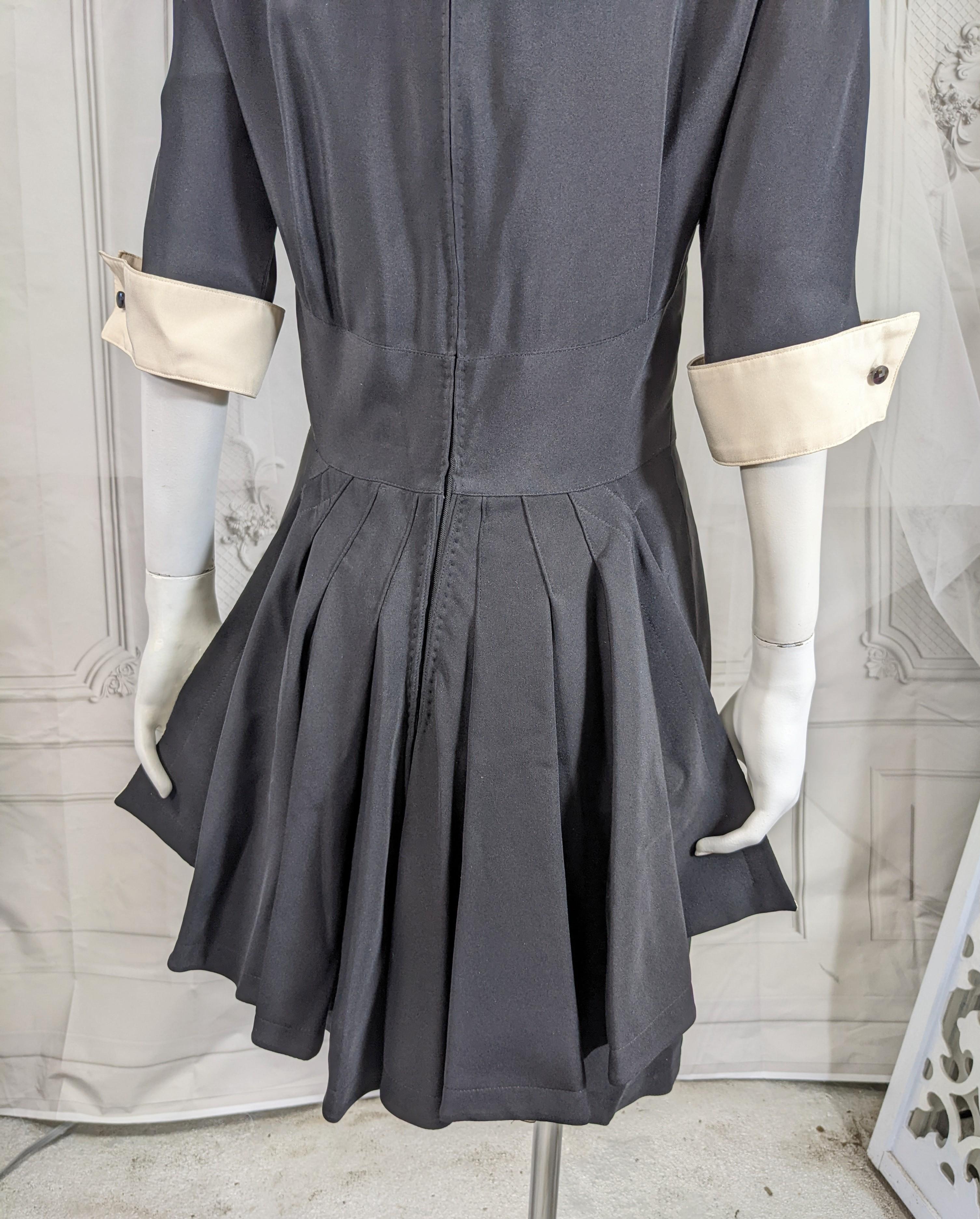 Thierry Mugler Cocktail Dress with Pleated Fan Peplum For Sale 3