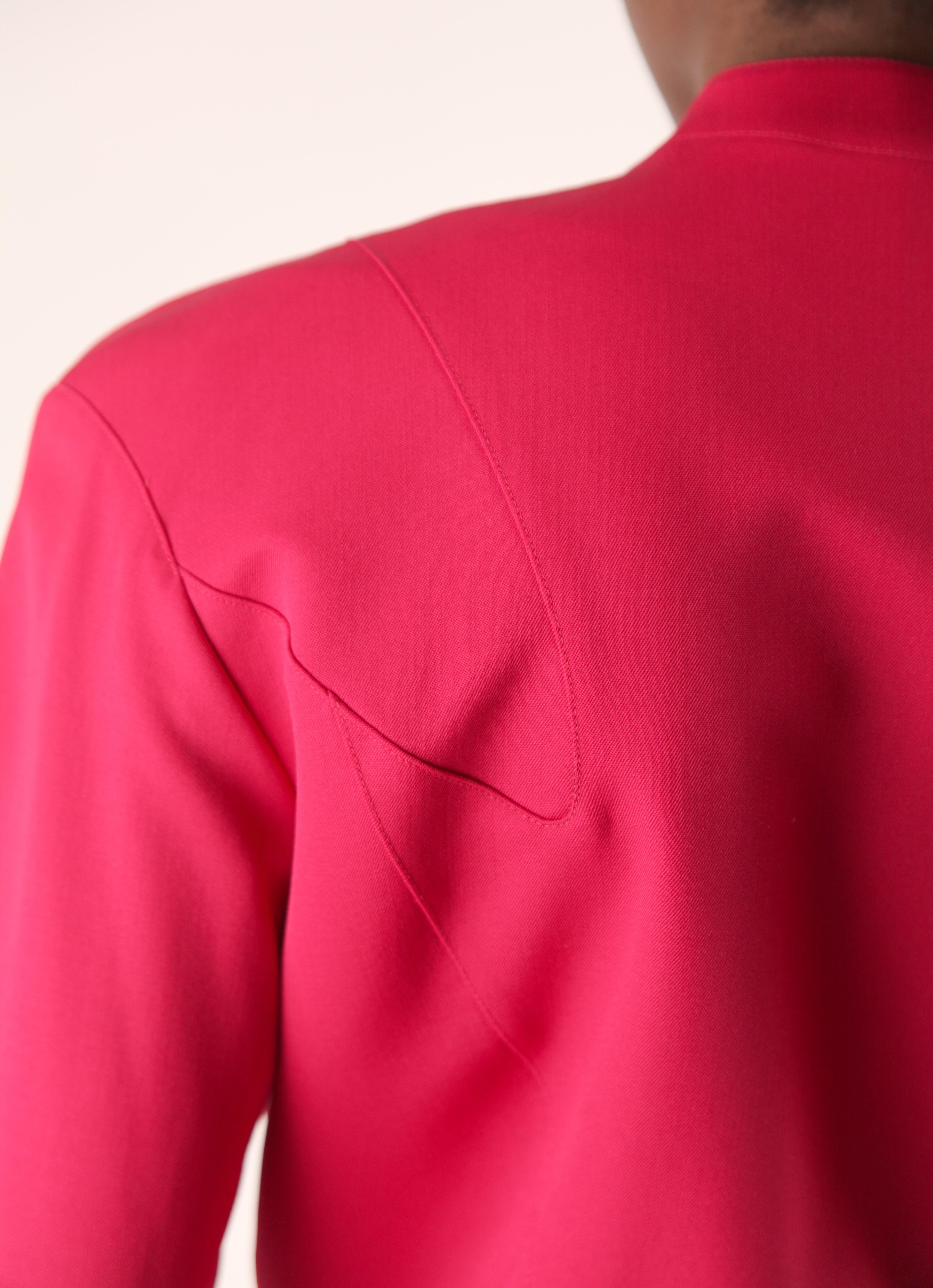 Thierry Mugler collectable intense “red-pink” hourglass jacket, circa 1980s In Good Condition For Sale In London, GB