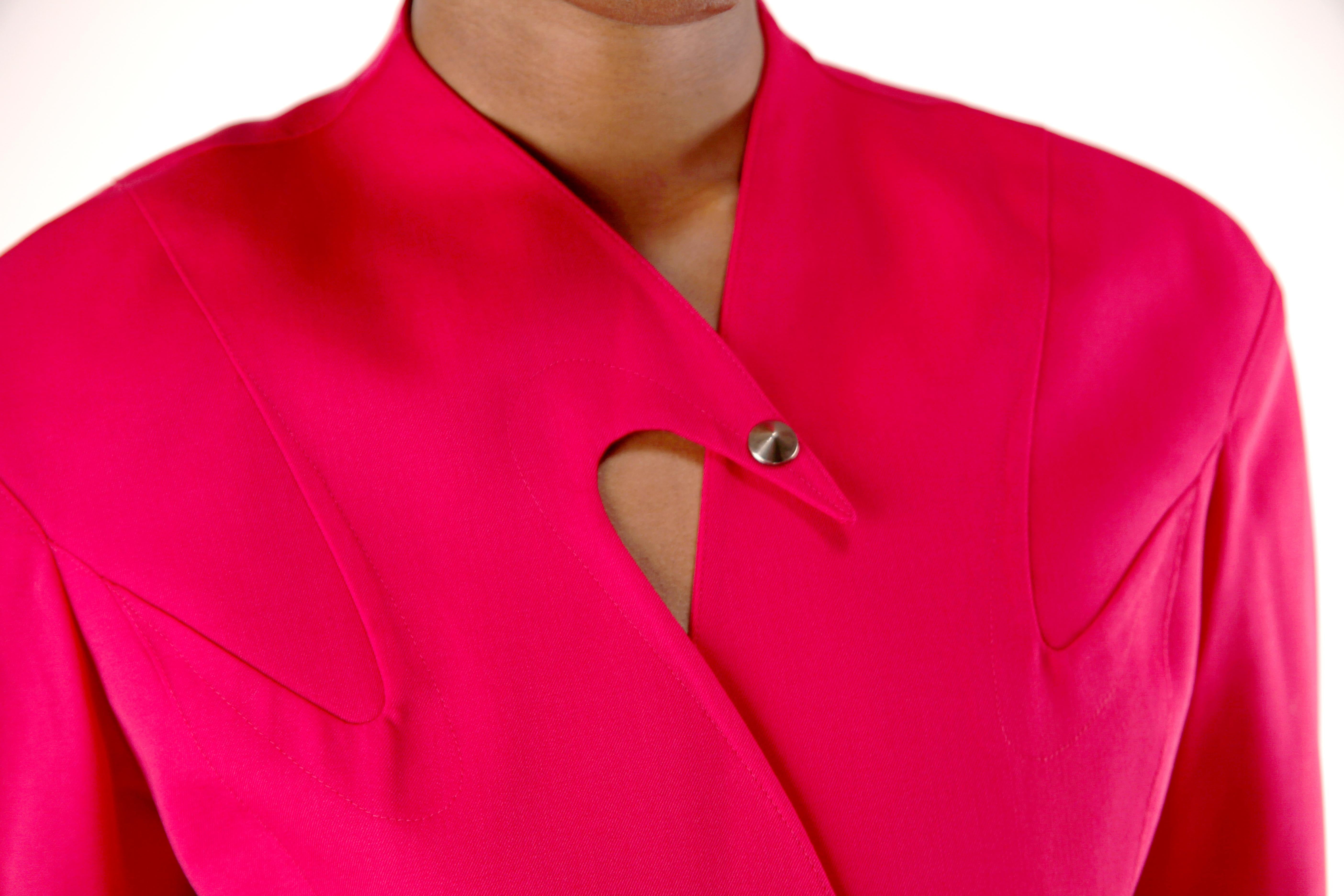 Women's Thierry Mugler collectable intense “red-pink” hourglass jacket, circa 1980s For Sale