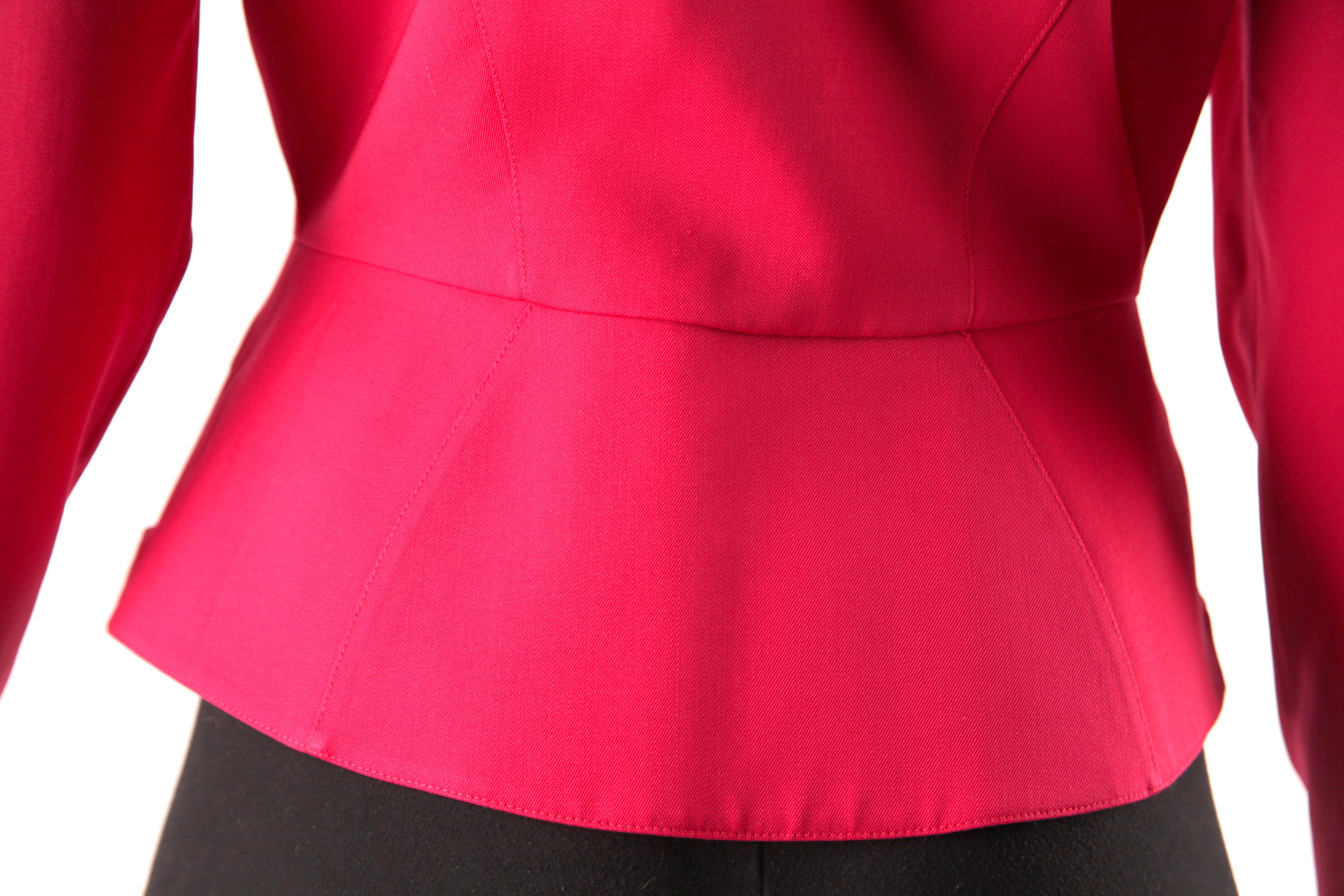 Thierry Mugler collectable intense “red-pink” hourglass jacket, circa 1980s For Sale 1