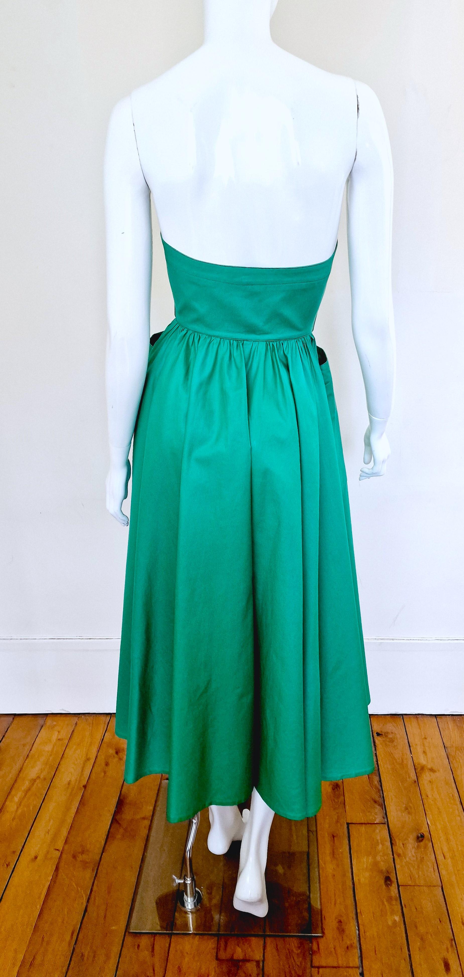 Thierry Mugler Corset Lace Up Green Vintage Couture Gown Prom Bustier Dress en vente 7