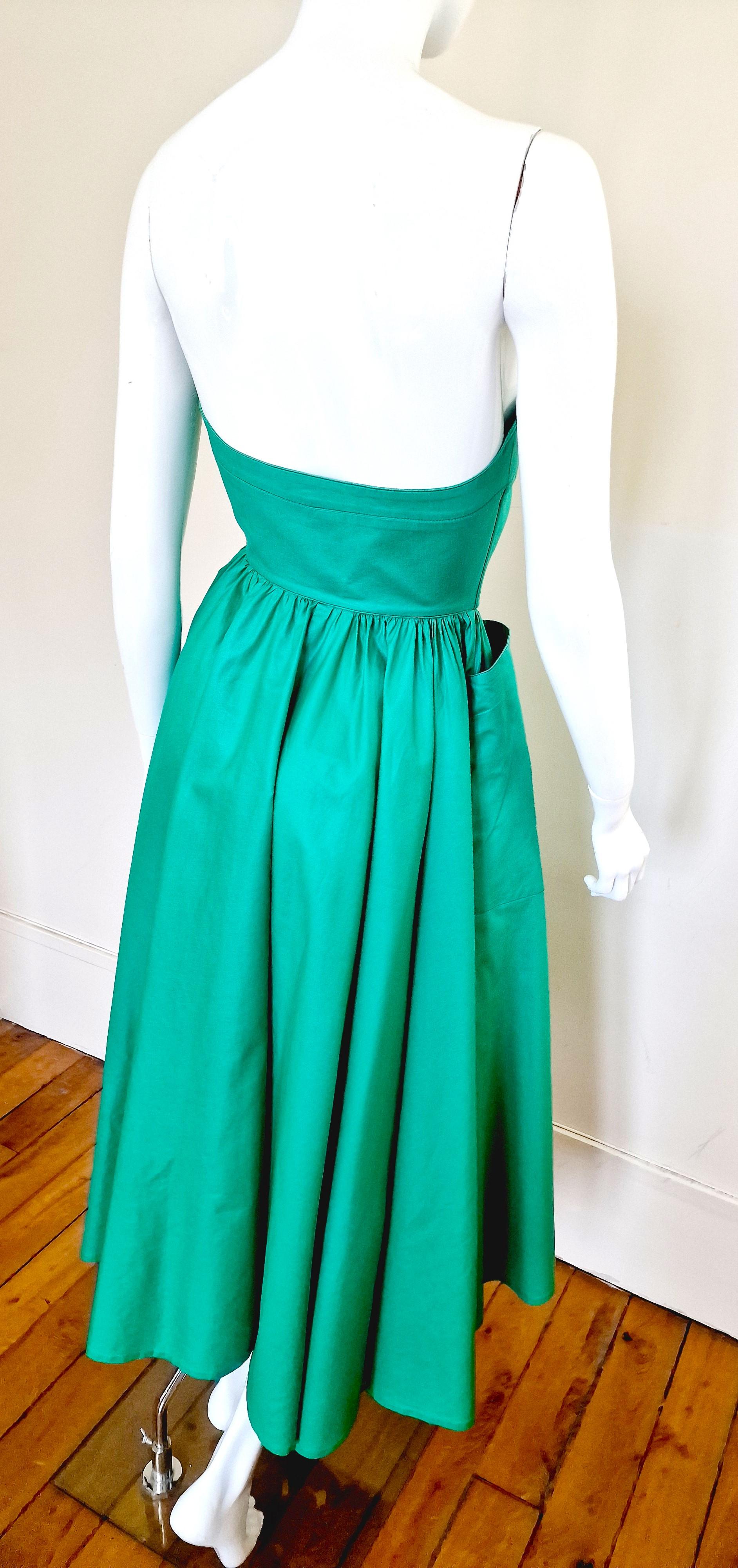 Thierry Mugler Corset Lace Up Green Vintage Couture Gown Prom Bustier Dress en vente 8