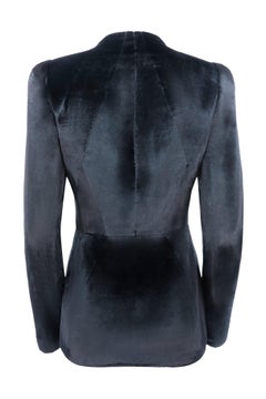 Thierry Mugler Couture 1990s Tailored Navy Velvet Jacket with Shoulder Pads