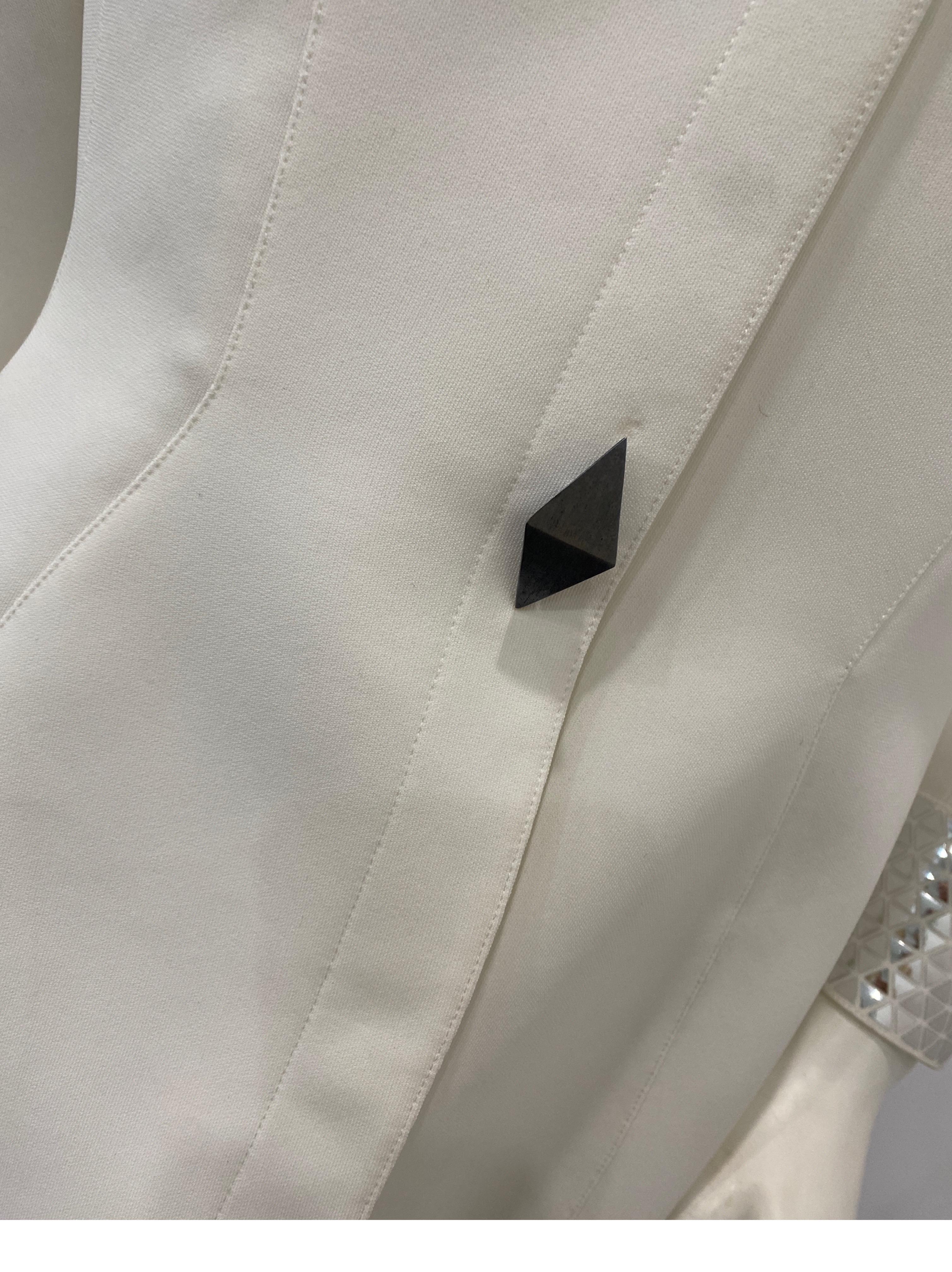 Veste blanche Thierry Mugler Couture des années 1990 avec détails métalliques argentés - Taille 46 en vente 6