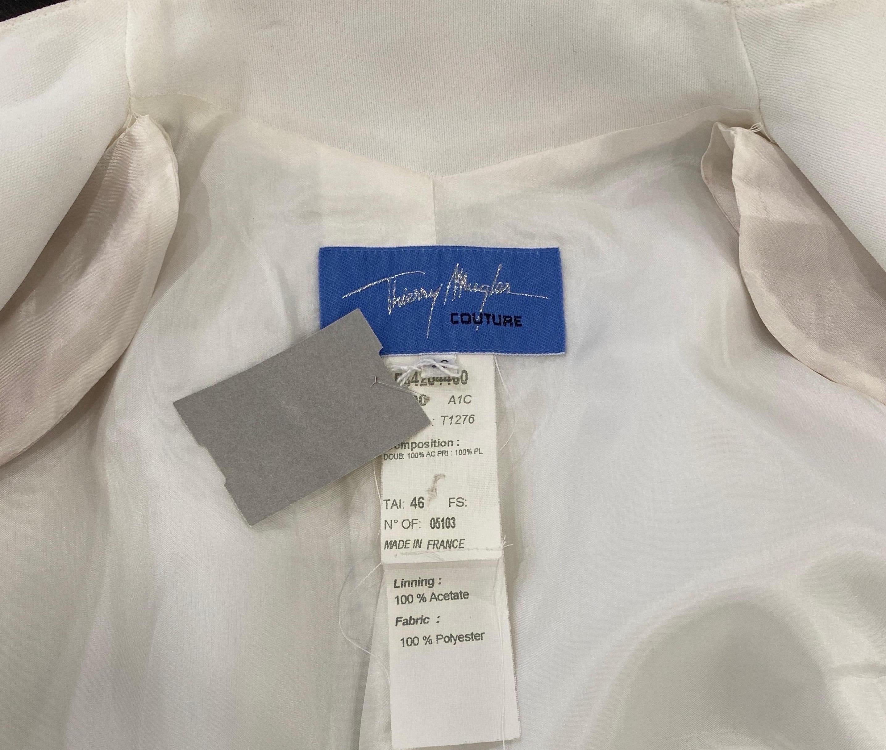 Veste blanche Thierry Mugler Couture des années 1990 avec détails métalliques argentés - Taille 46 en vente 8