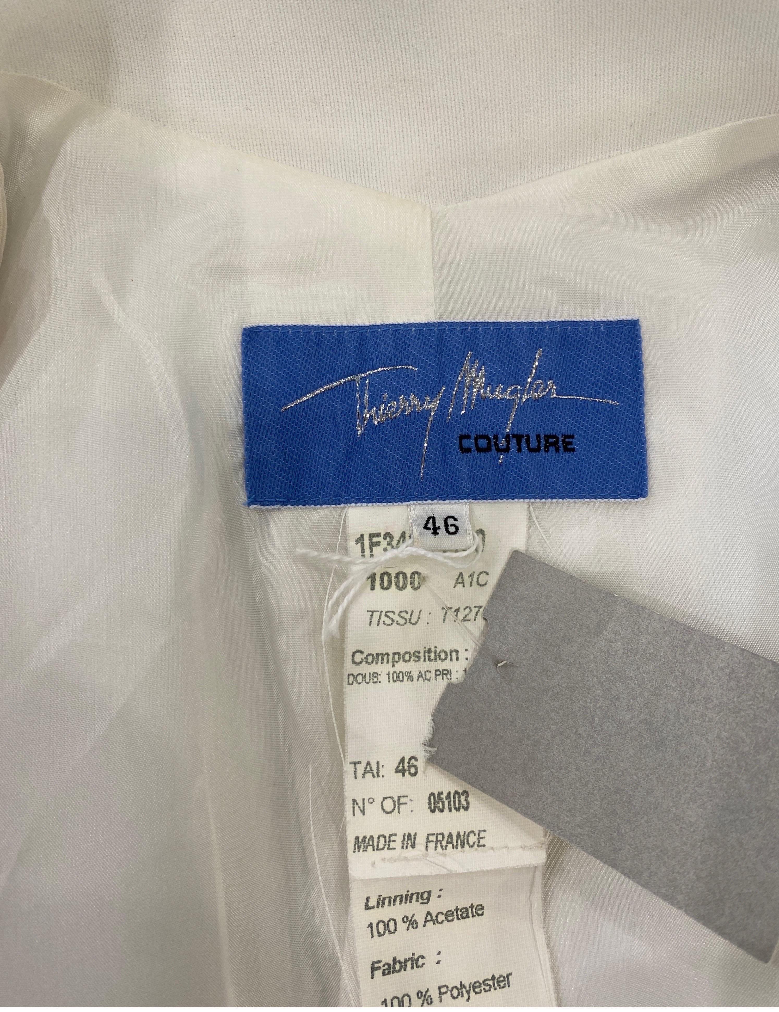 Veste blanche Thierry Mugler Couture des années 1990 avec détails métalliques argentés - Taille 46 en vente 9