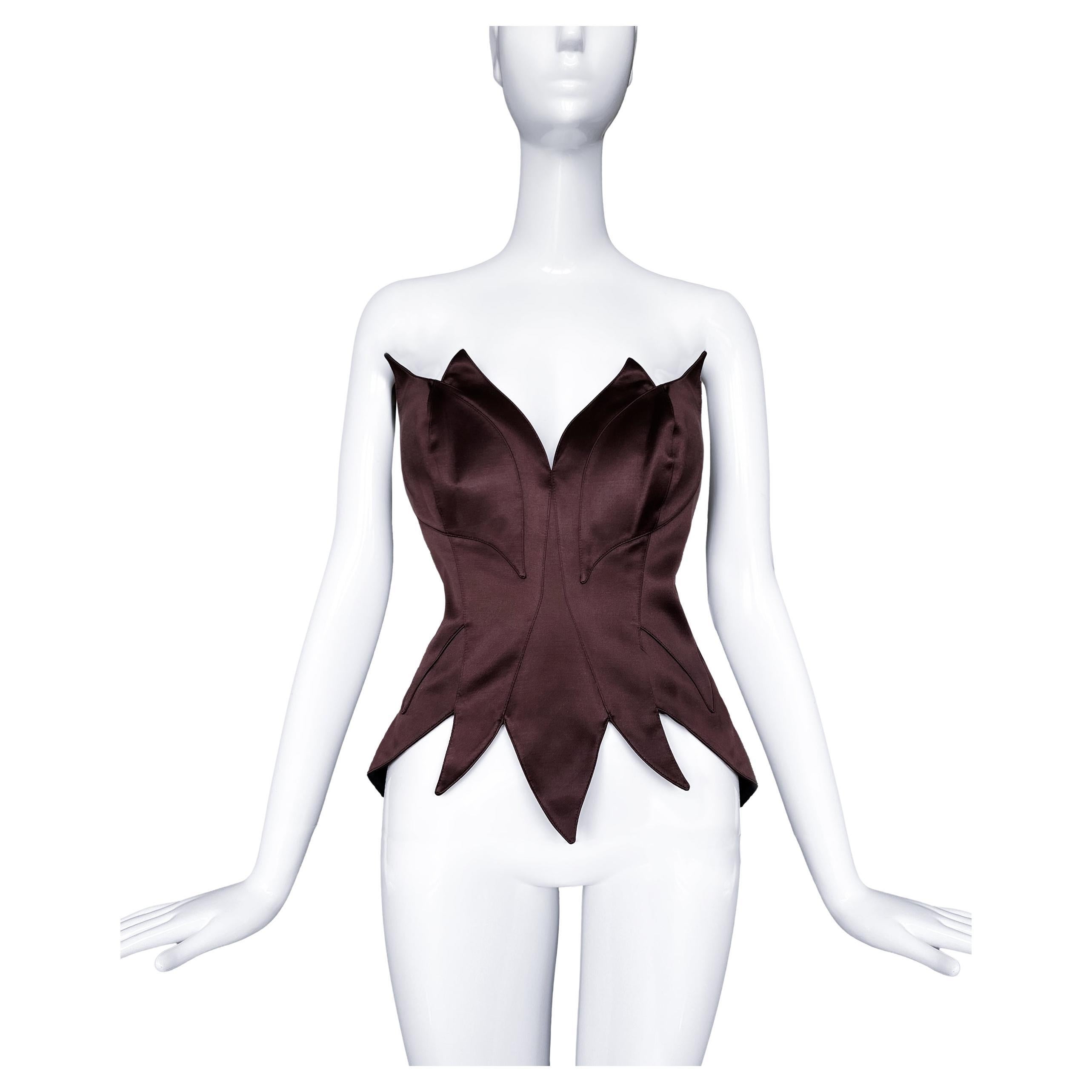 Thierry Mugler Couture 1997 Dramatisches Seidenkorsett-Top mit Mieder und Bustier aus Korsett im Angebot