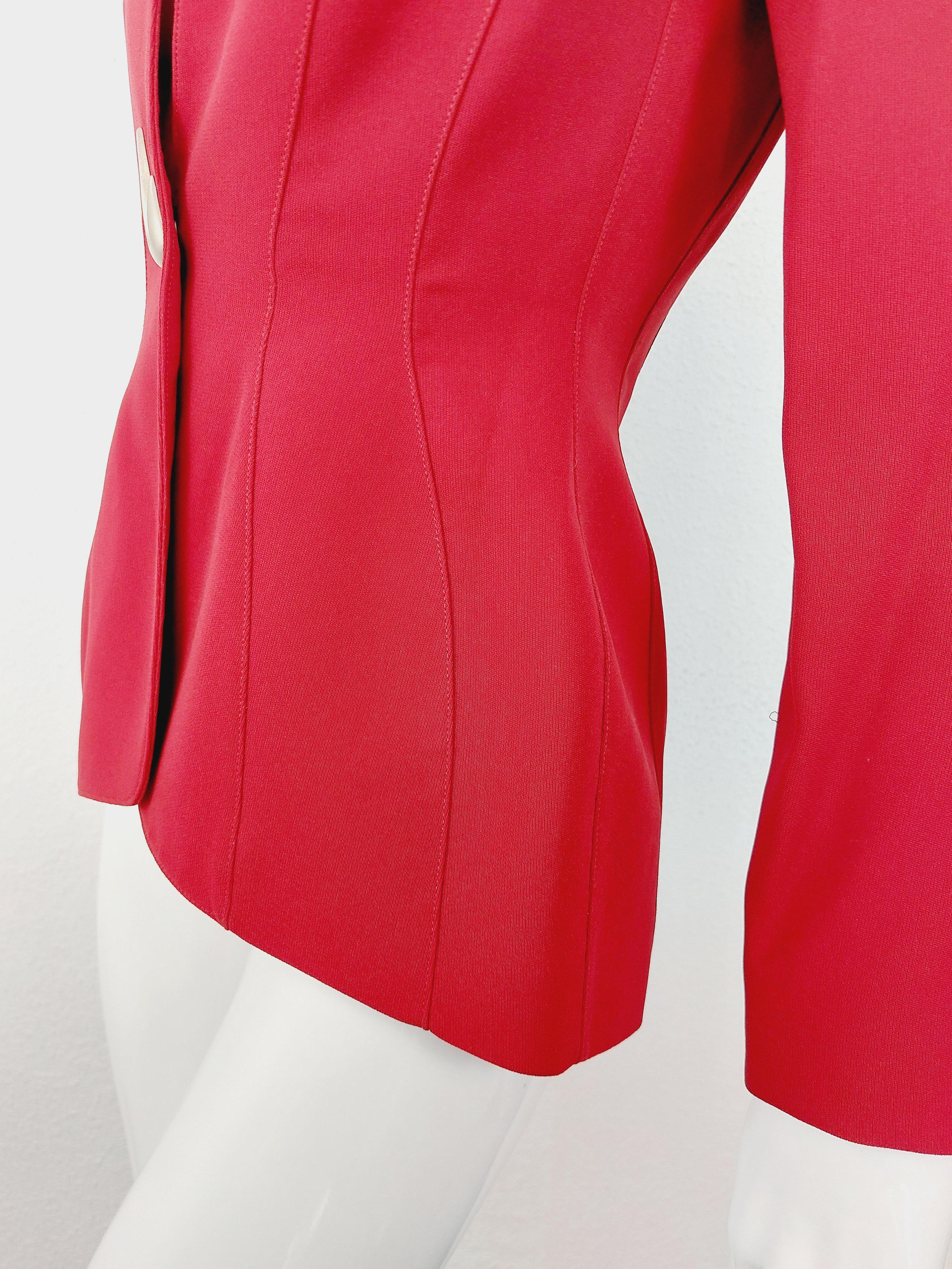 Thierry Mugler Couture 2000 AW Sculptural Red Wasp Pin Brooch Jacket Blazer 6
