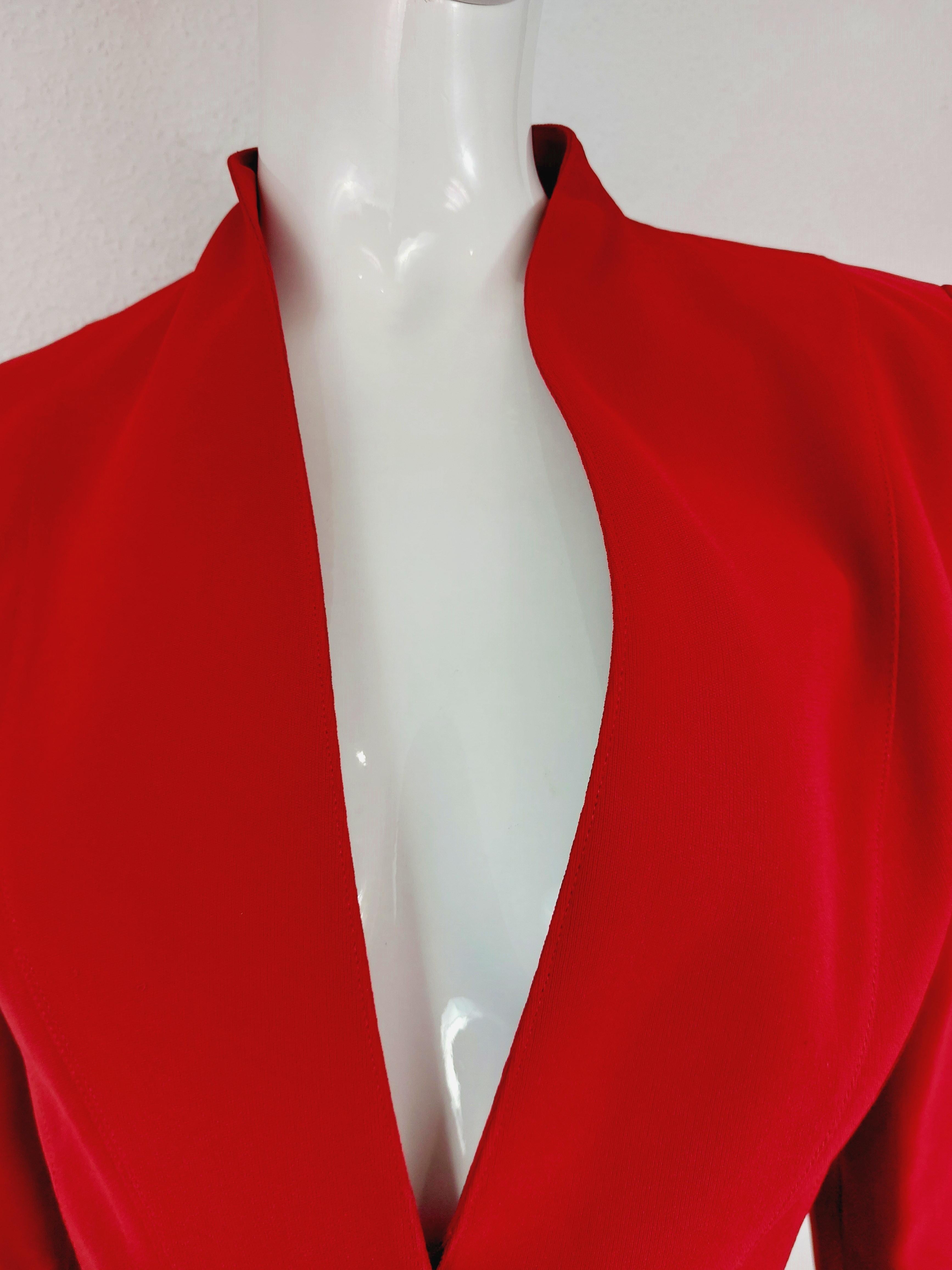 Thierry Mugler Couture 2000 AW Sculptural Red Wasp Pin Brooch Jacket Blazer 2