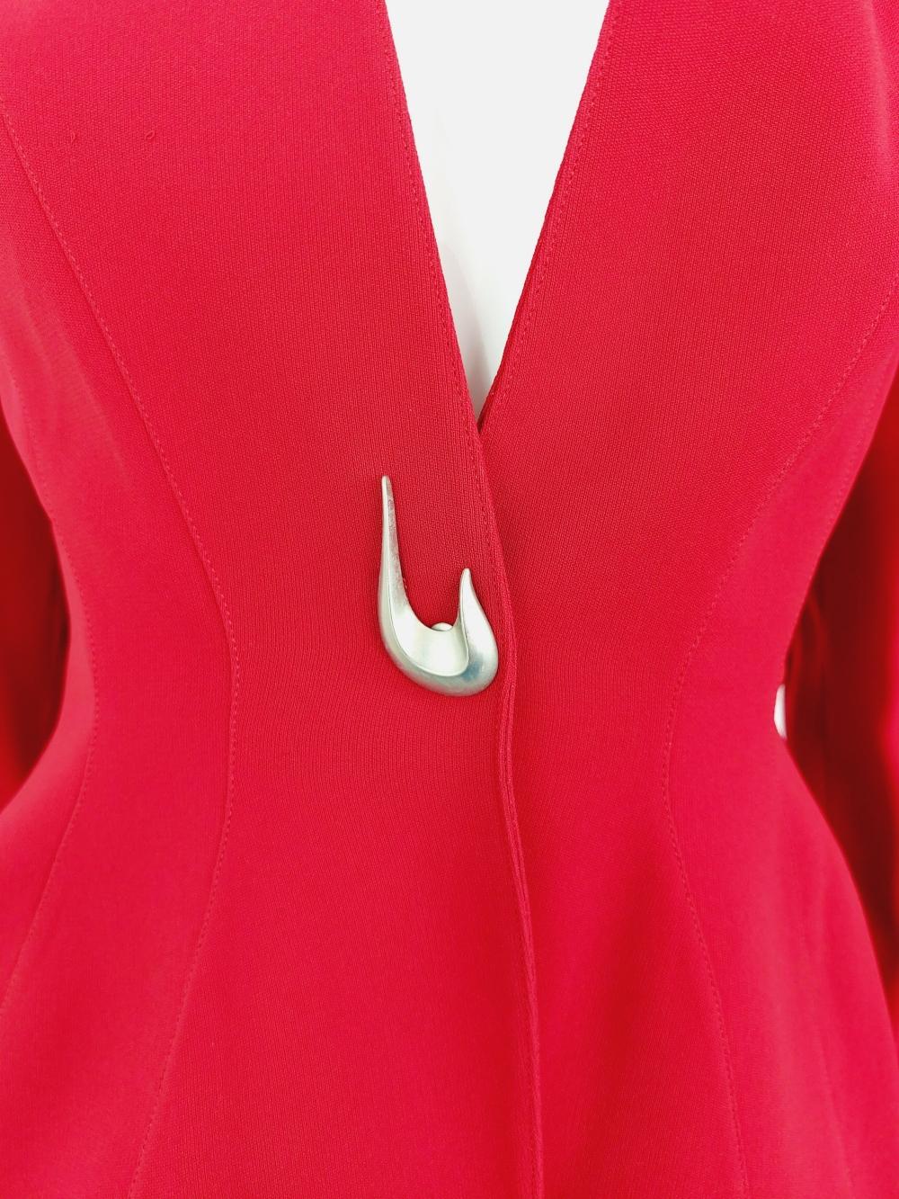Thierry Mugler Couture 2000 AW Sculptural Red Wasp Pin Brooch Jacket Blazer 3