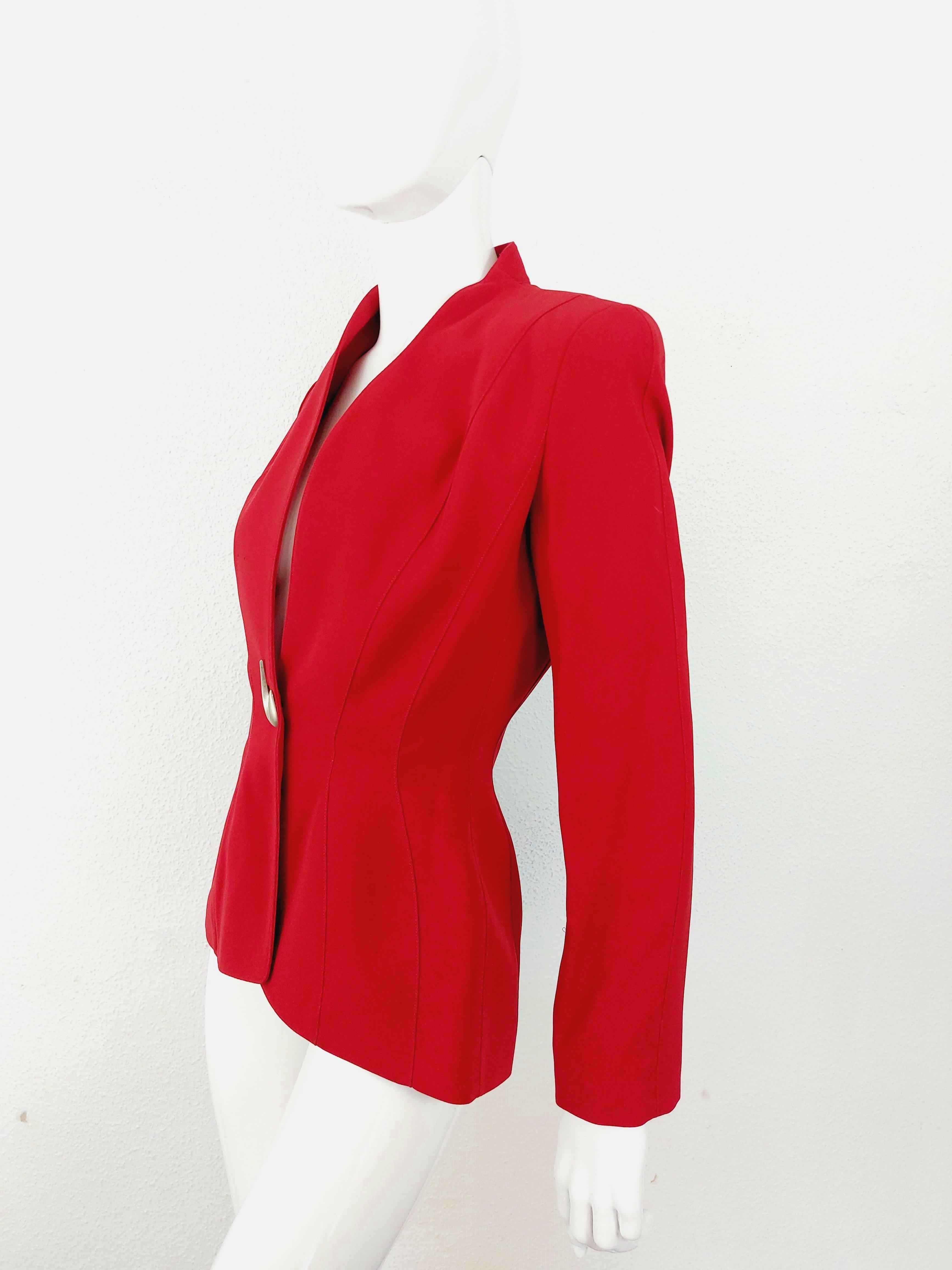 Thierry Mugler Couture 2000 AW Sculptural Red Wasp Pin Brooch Jacket Blazer 5