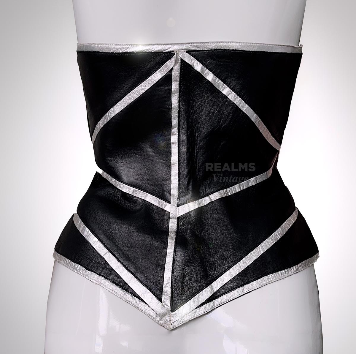 Thierry Mugler Couture 2001 Archival Leather Corset Top Bustier For Sale 2
