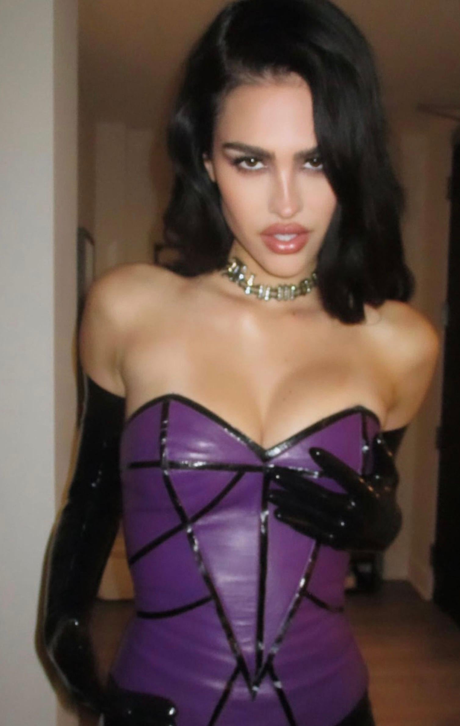 Gray Thierry Mugler Couture 2001 Archival Leather Corset Top Bustier For Sale