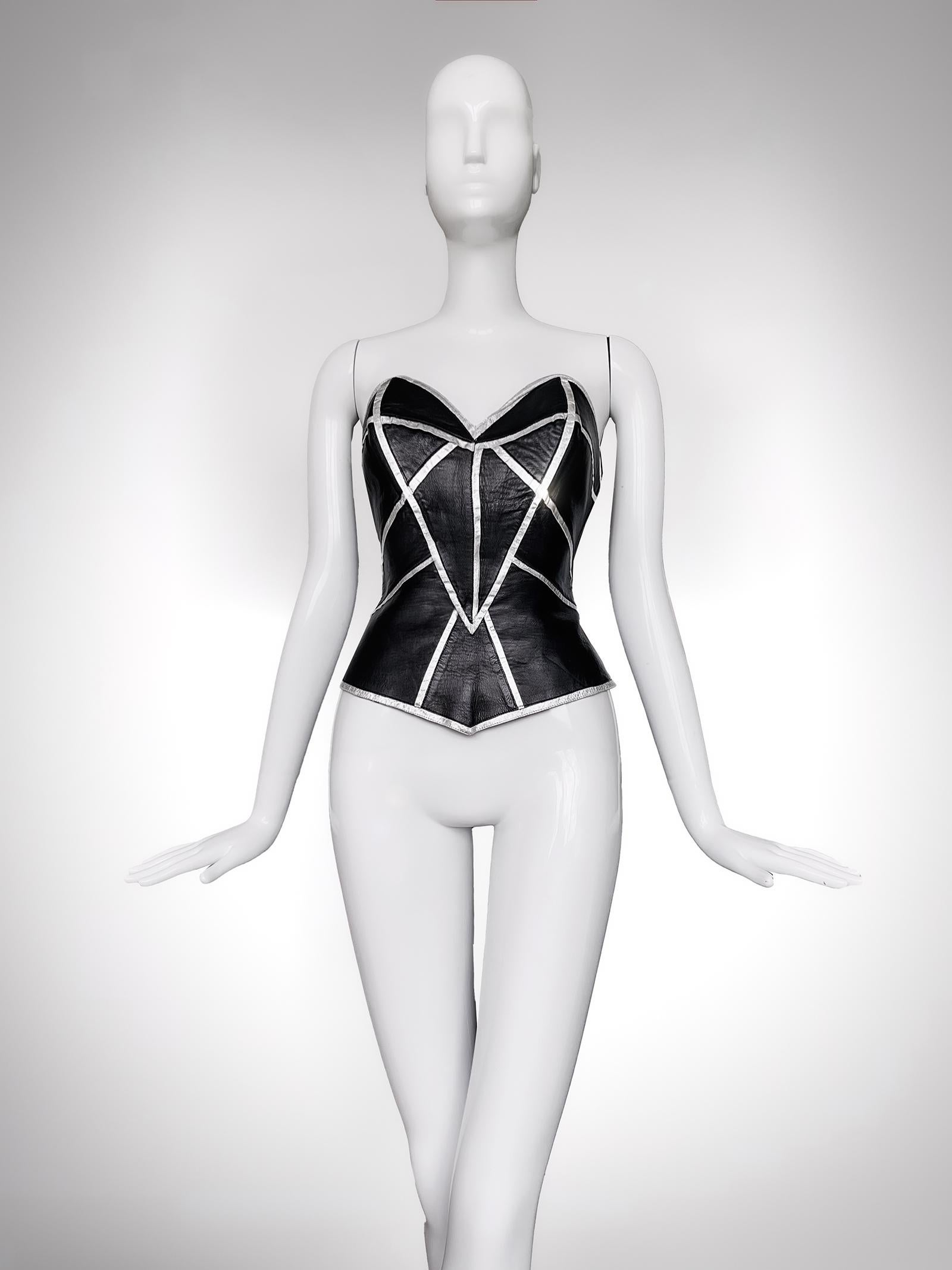 Women's Thierry Mugler Couture 2001 Archival Leather Corset Top Bustier For Sale