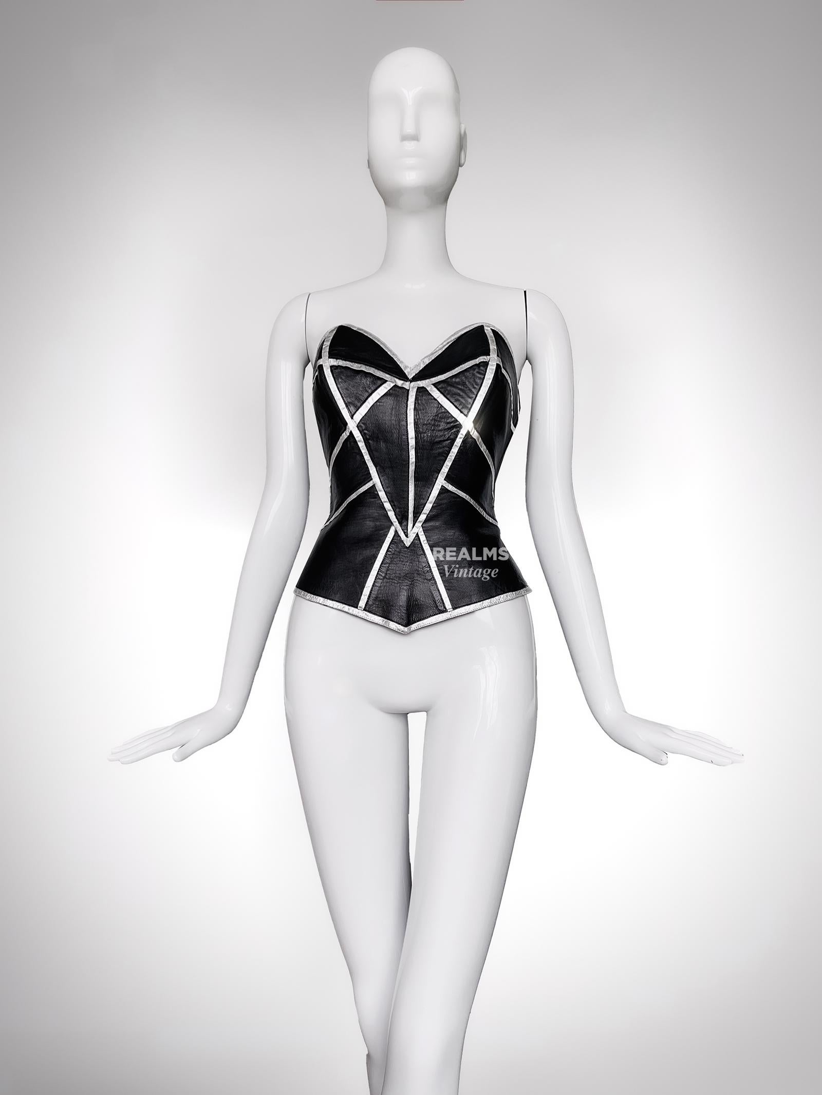 Thierry Mugler Couture 2001 Archival Leather Corset Top Bustier For Sale 4