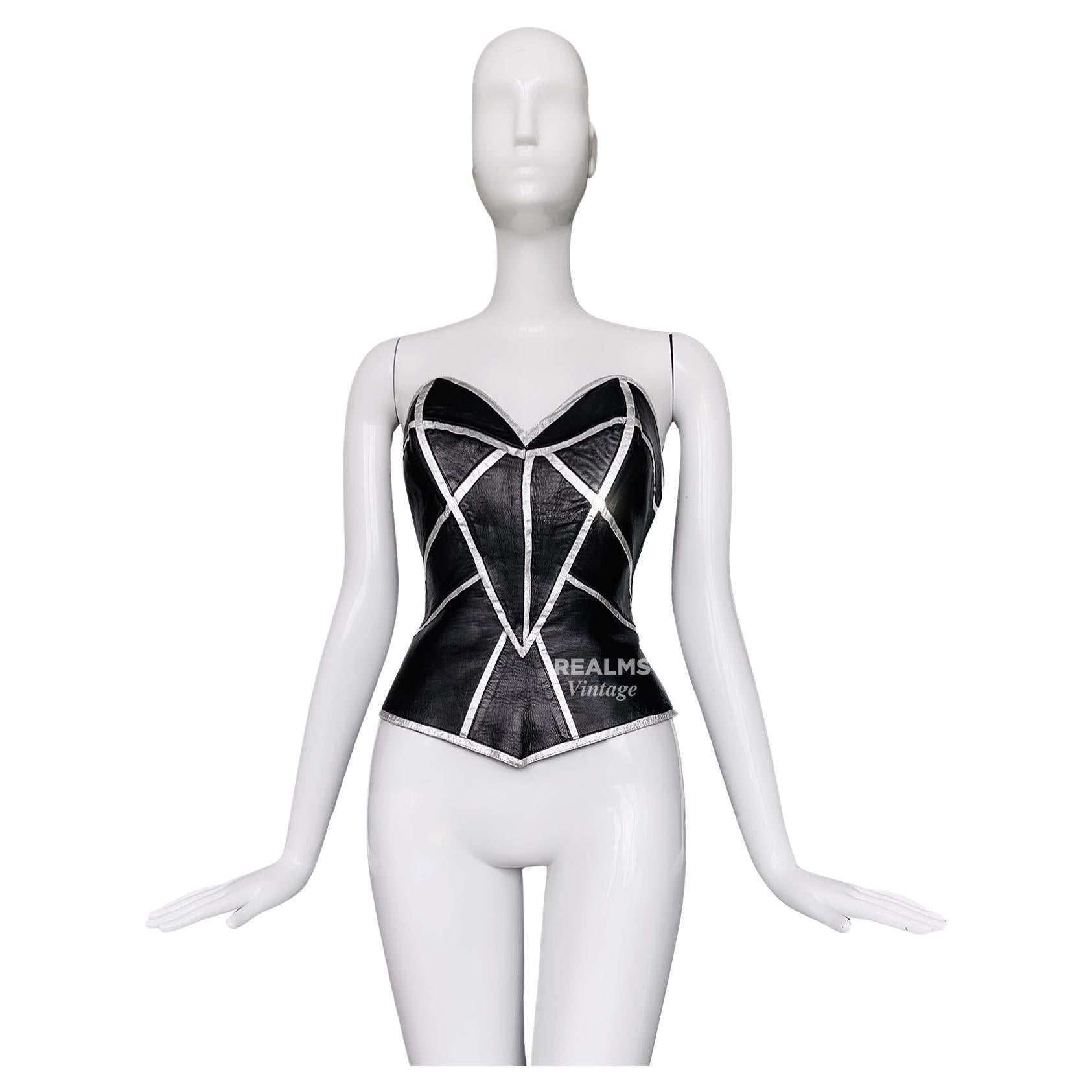 Thierry Mugler Couture 2001 Archival Leather Corset Top Bustier For Sale