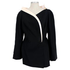 Thierry Mugler Couture - Veste asymétrique vintage noire, années 1980