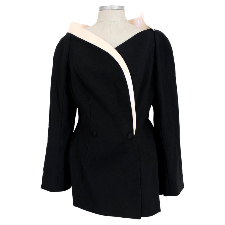 Thierry Mugler Couture Black Asymmetrical Vintage Jacket 1980s For Sale ...