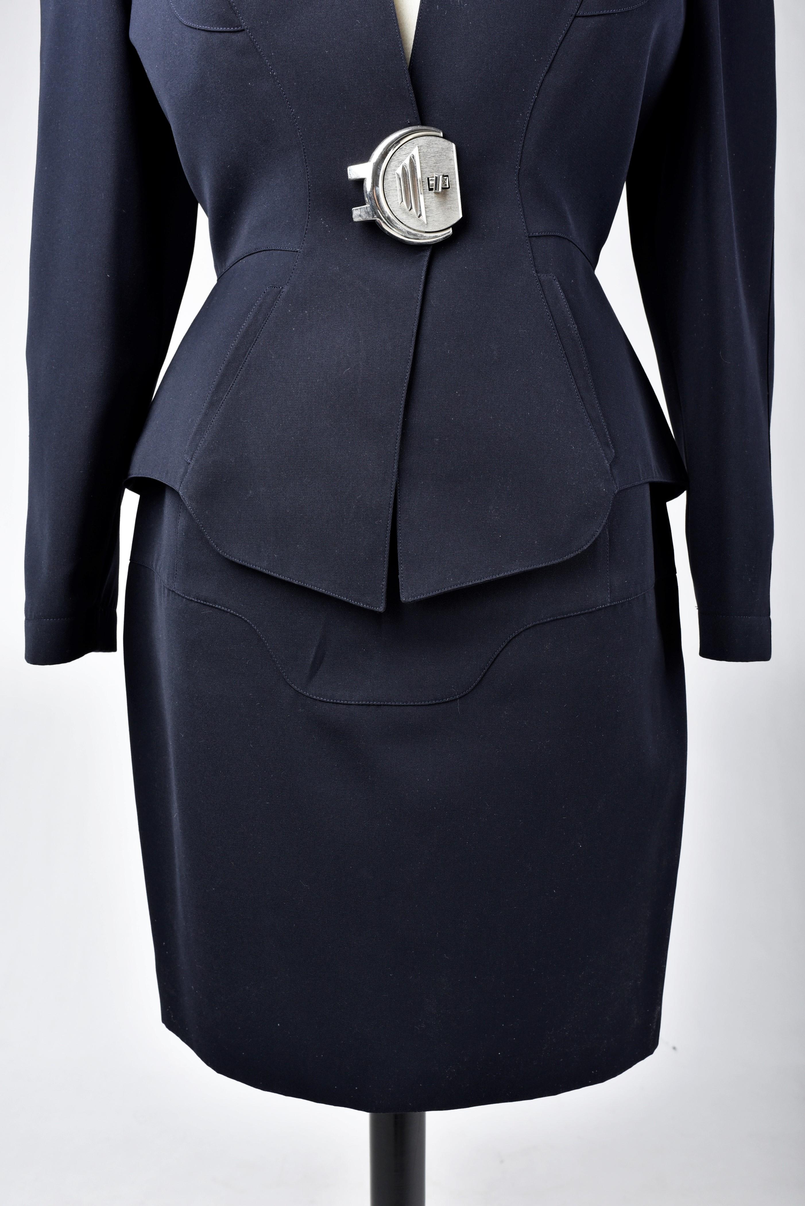 A Thierry Mugler Couture Black Tuxedo Skirt Suit - France Circa 1990/2000 For Sale 3