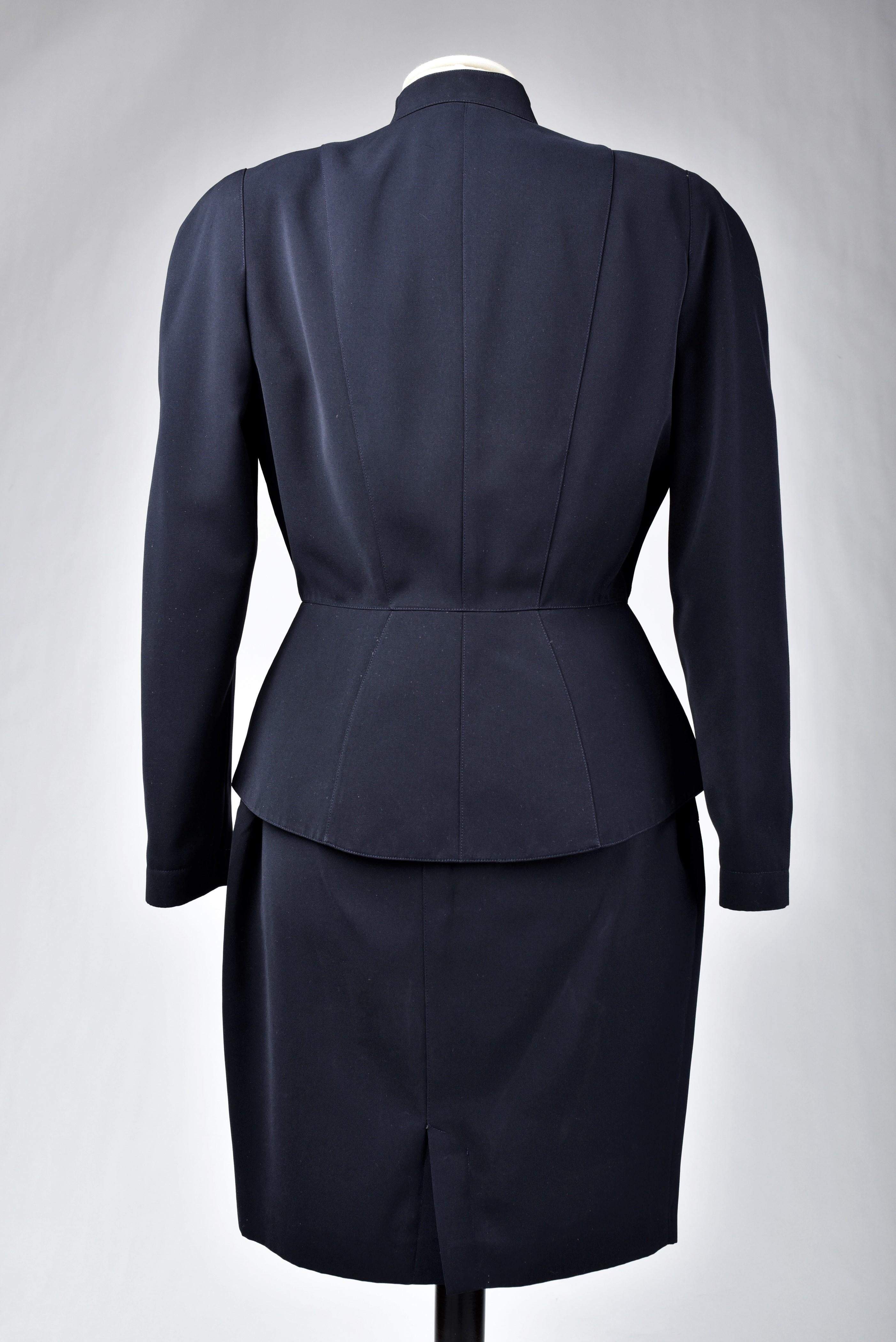 A Thierry Mugler Couture Black Tuxedo Skirt Suit - France Circa 1990/2000 For Sale 5
