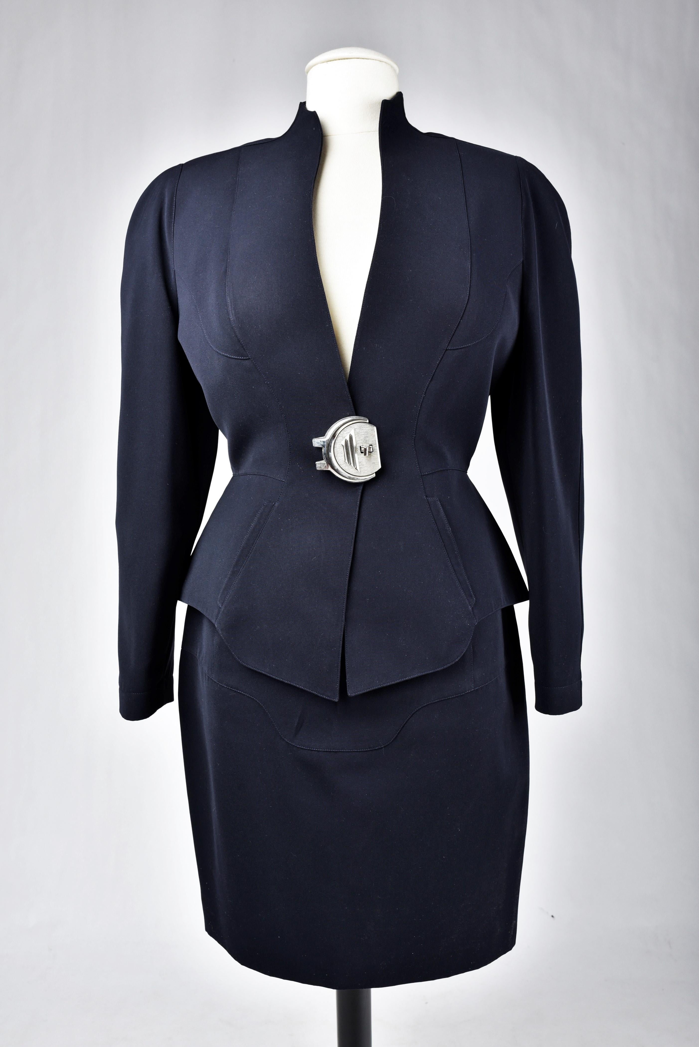 A Thierry Mugler Couture Black Tuxedo Skirt Suit - France Circa 1990/2000 For Sale 11