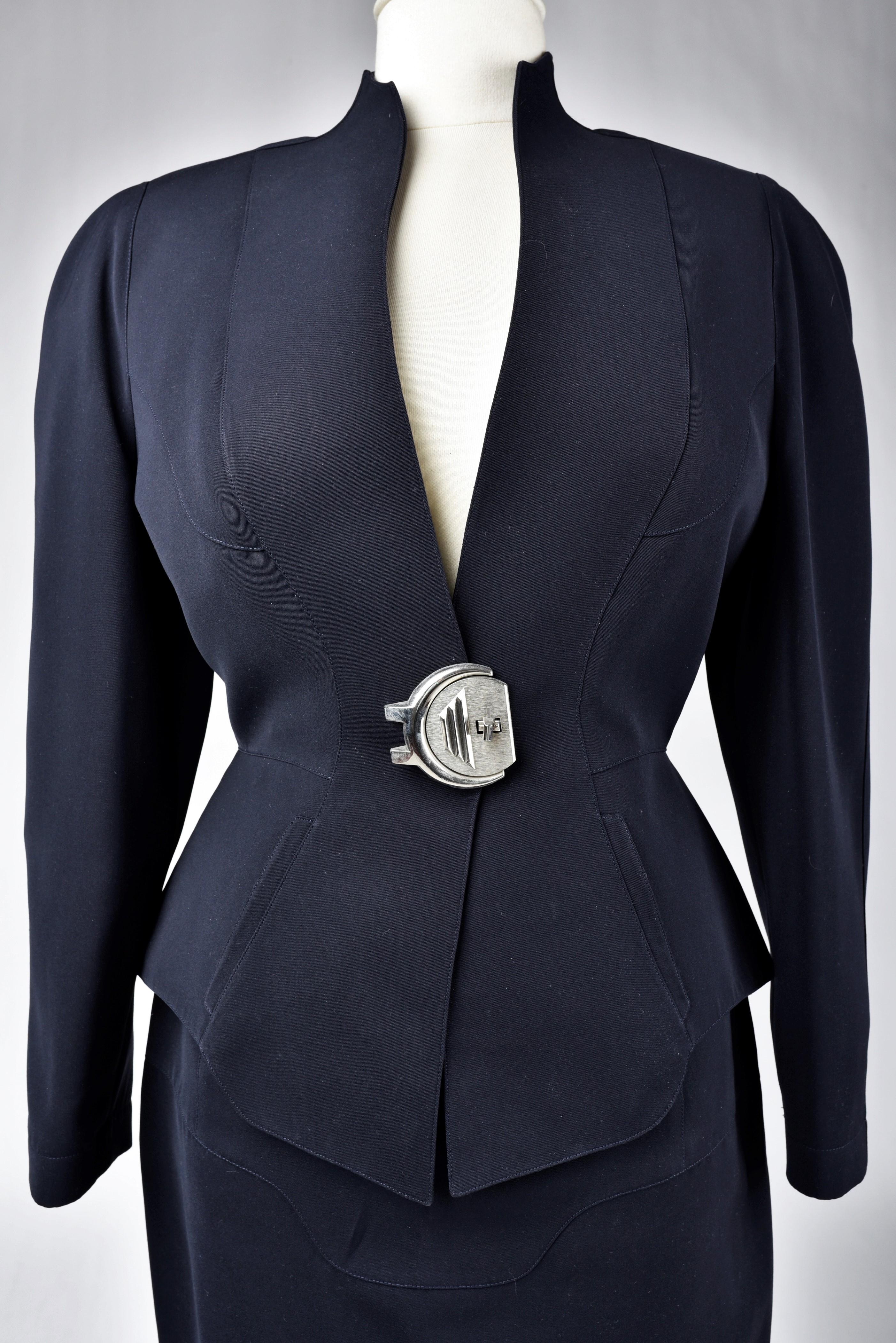 A Thierry Mugler Couture Black Tuxedo Skirt Suit - France Circa 1990/2000 For Sale 1