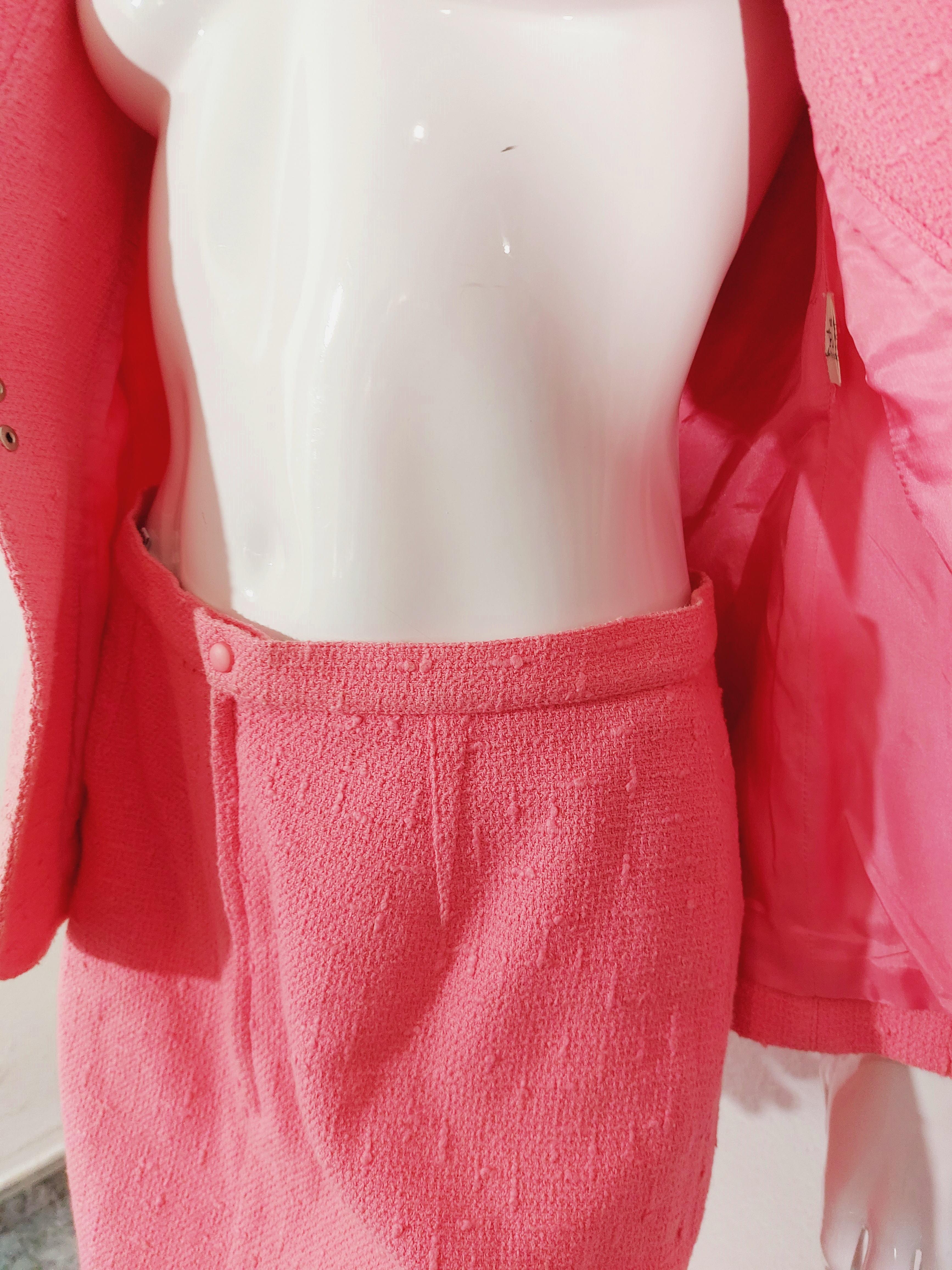 Thierry Mugler Couture, tailleur blazer et jupe rose épinglé, automne-hiver 1990 en vente 8