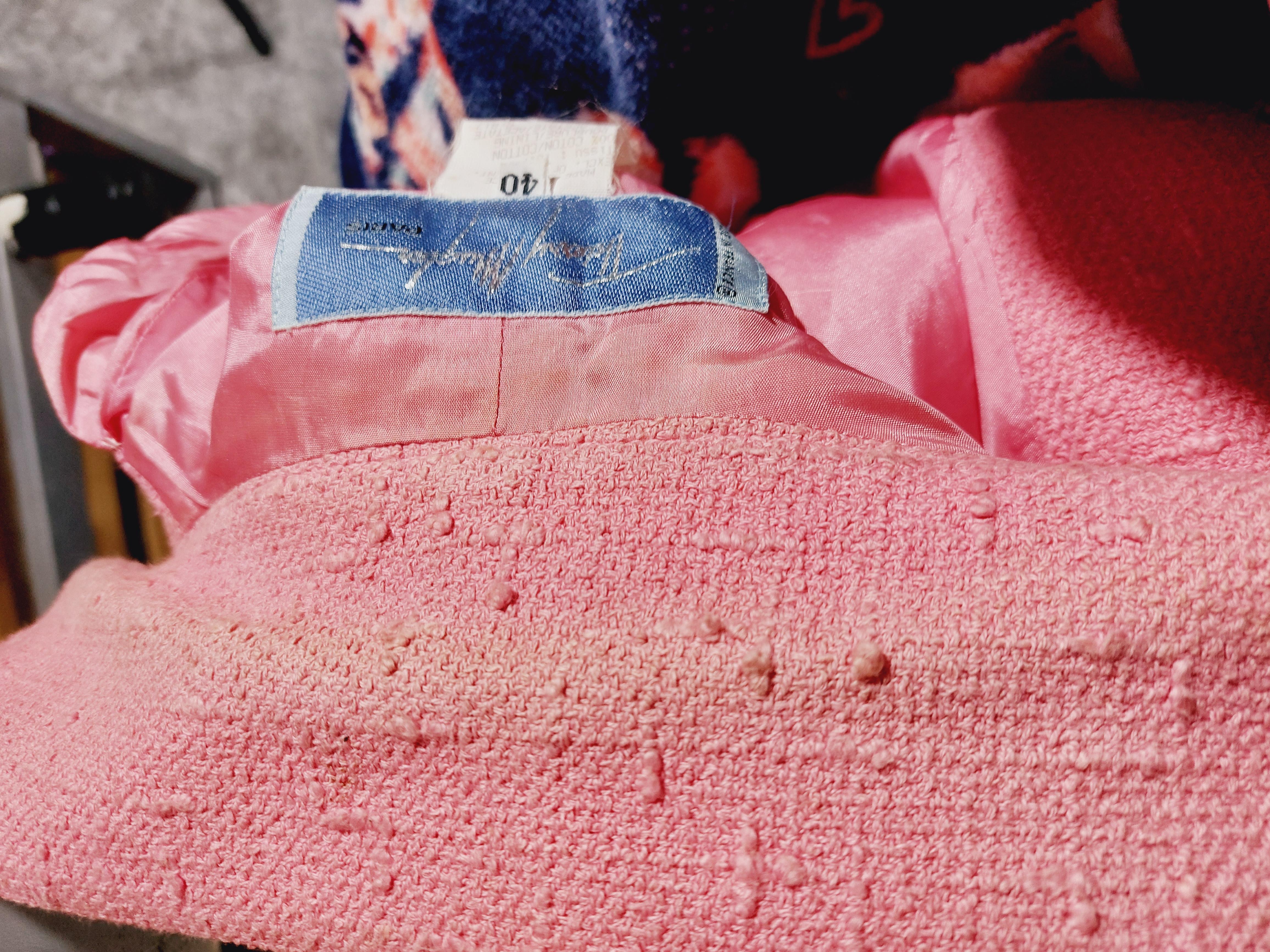Thierry Mugler Couture, tailleur blazer et jupe rose épinglé, automne-hiver 1990 en vente 14