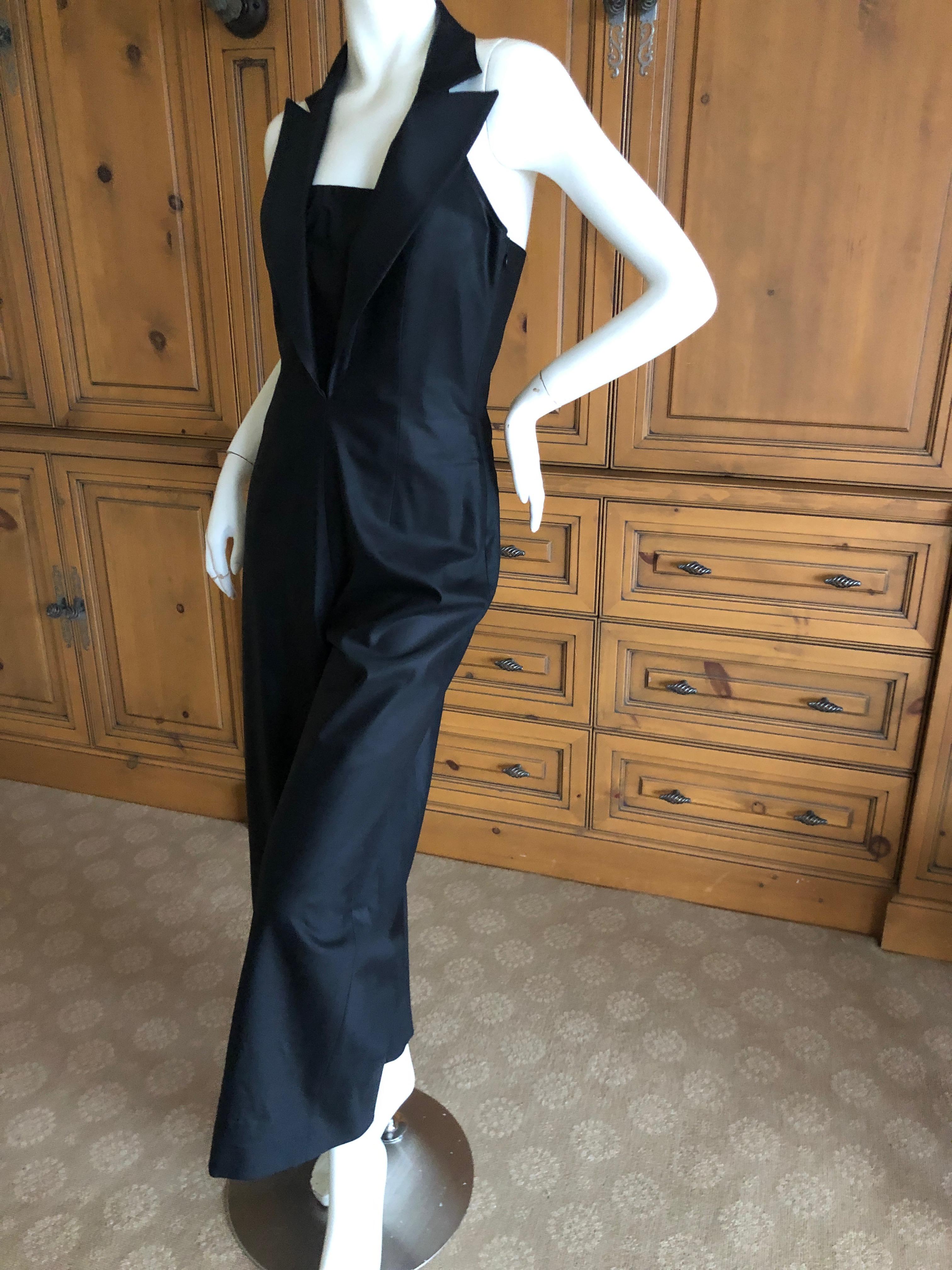 Thierry Mugler Couture Elegant Vintage Black Tuxedo Jumpsuit from Fall 2000 Couture collection.
Size 42
  Bust 38